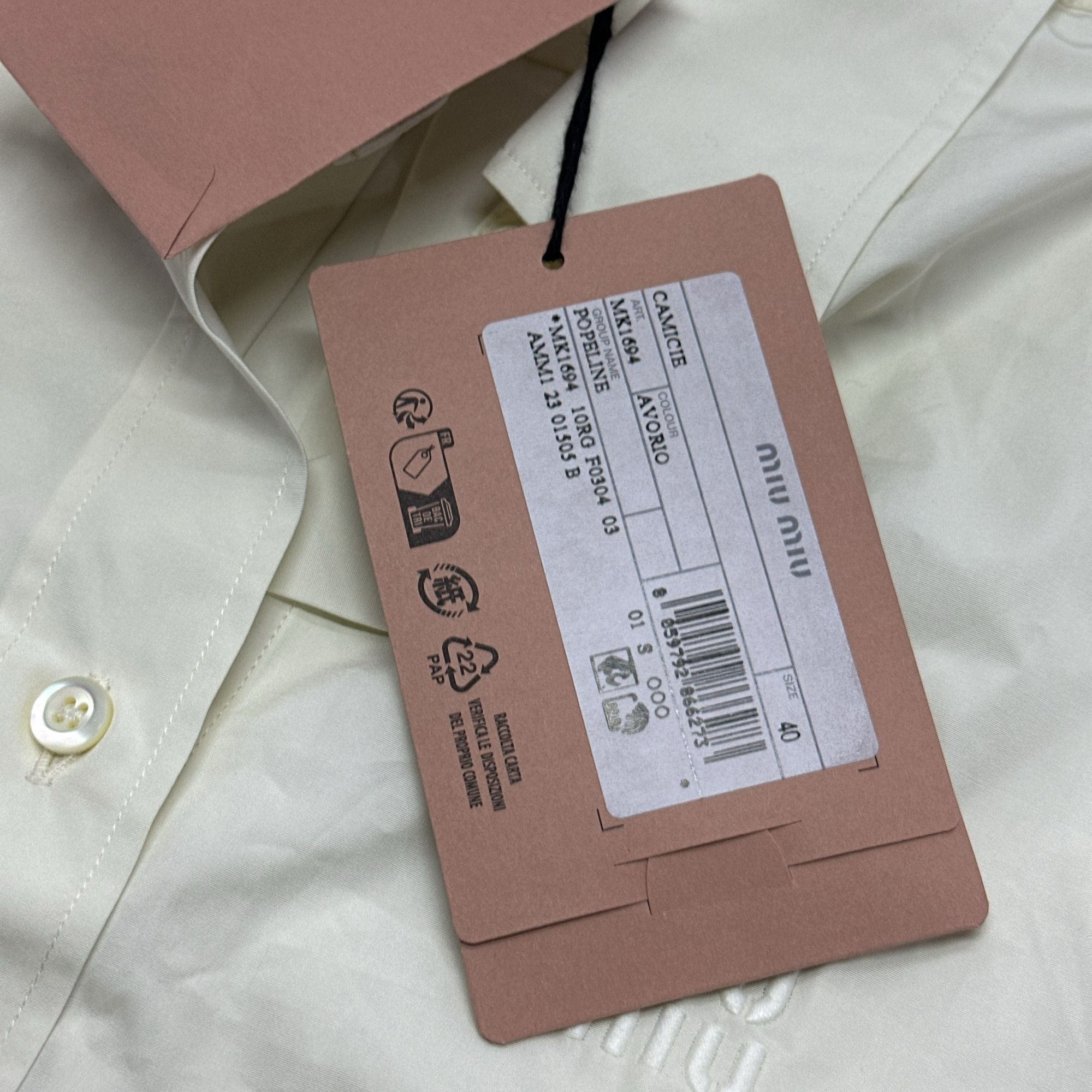 Miu Miu Miu Miu Logo Embroidered Cotton Button Up Shirt Size 40 Size S / US 4 / IT 40 - 4 Thumbnail