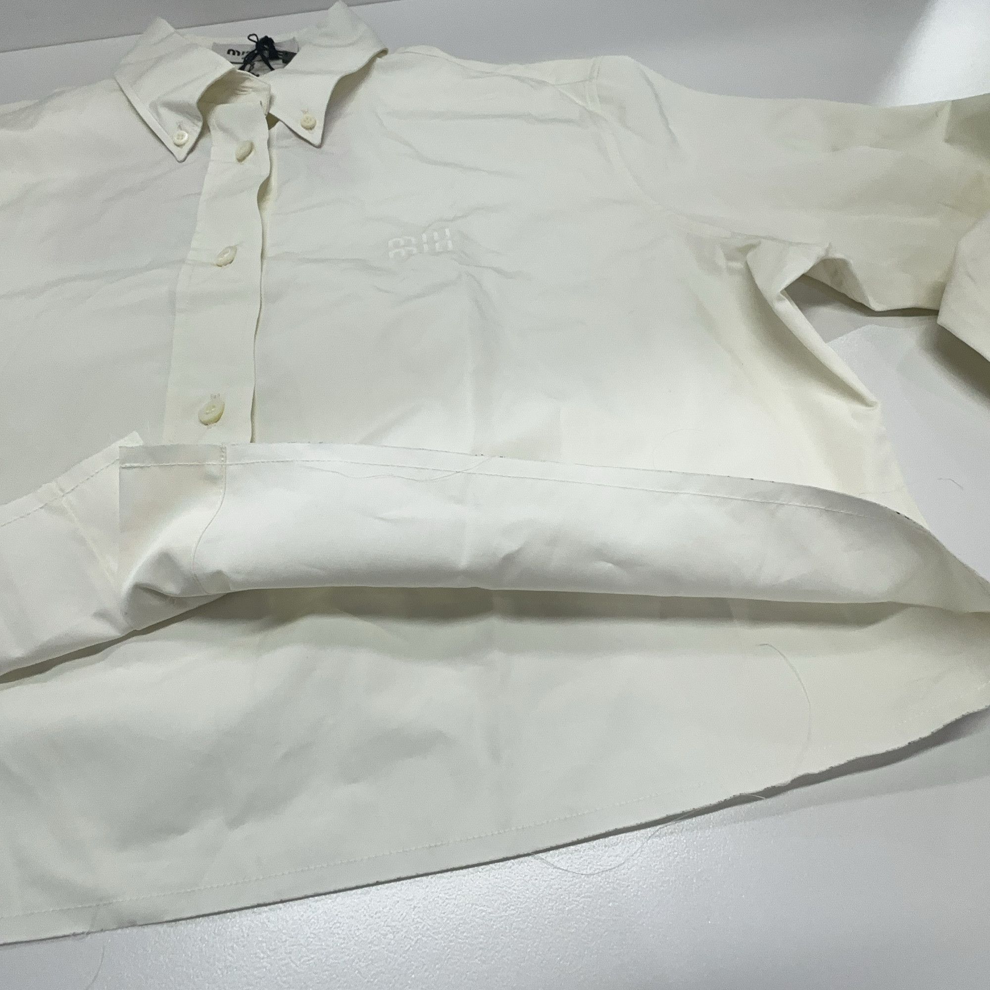 Miu Miu Miu Miu Logo Embroidered Cotton Button Up Shirt Size 40 Size S / US 4 / IT 40 - 7 Thumbnail