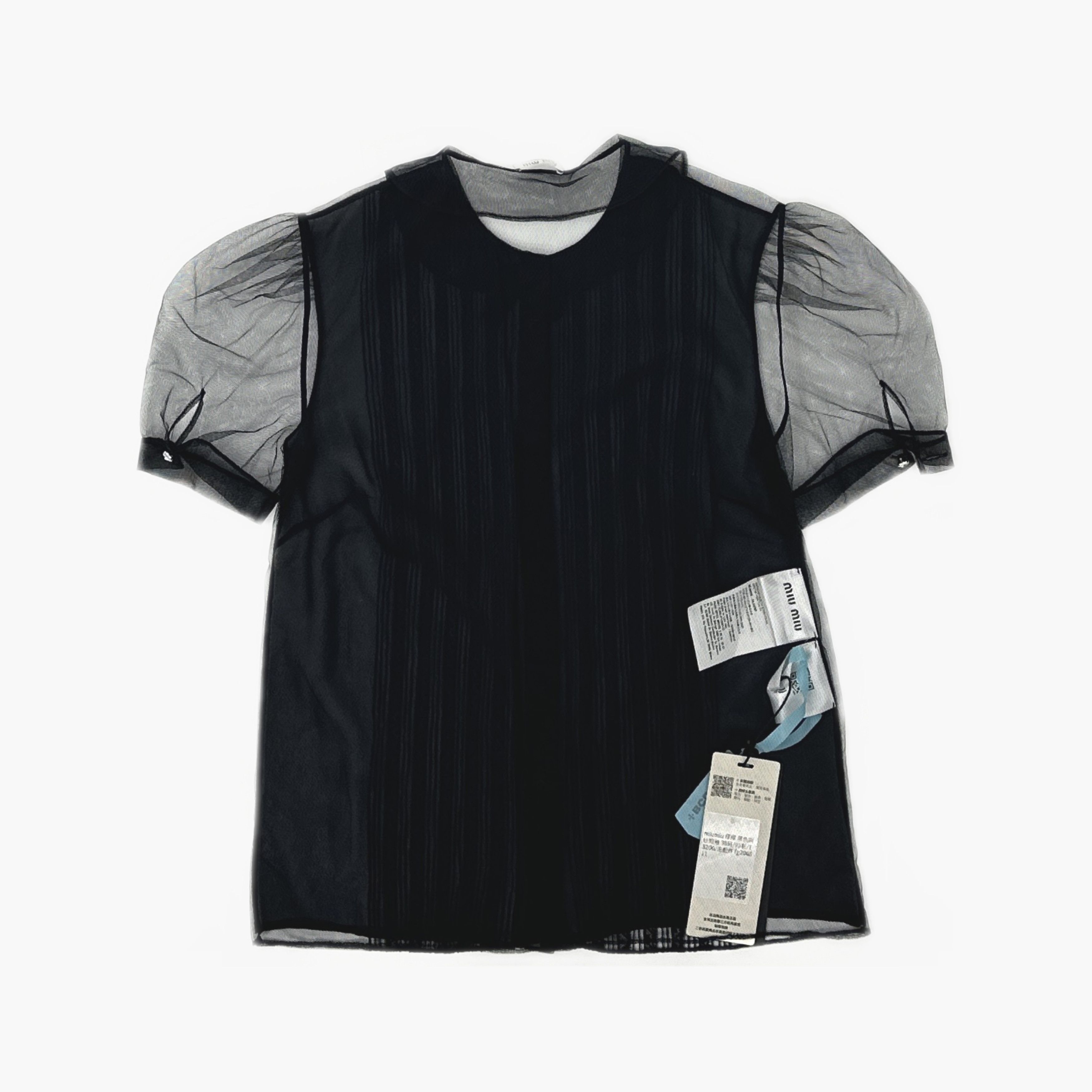 Miu Miu Miu Miu Black Sheer Button Up Blouse Size 38 Size XS / US 0-2 / IT 36-38 - 2 Thumbnail