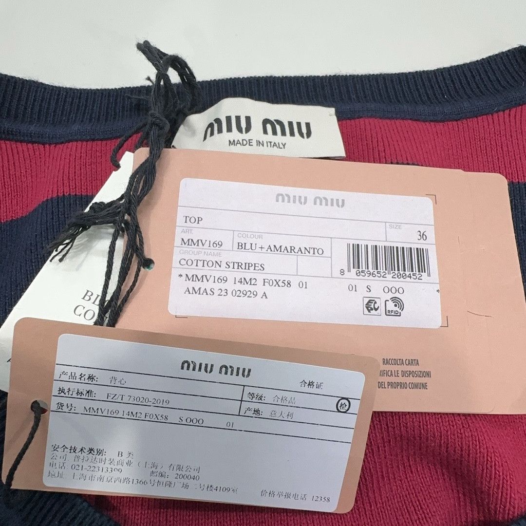 Miu Miu Miu Miu Striped Embroidered Tank Top Size 36 Size XS / US 0-2 / IT 36-38 - 4 Thumbnail