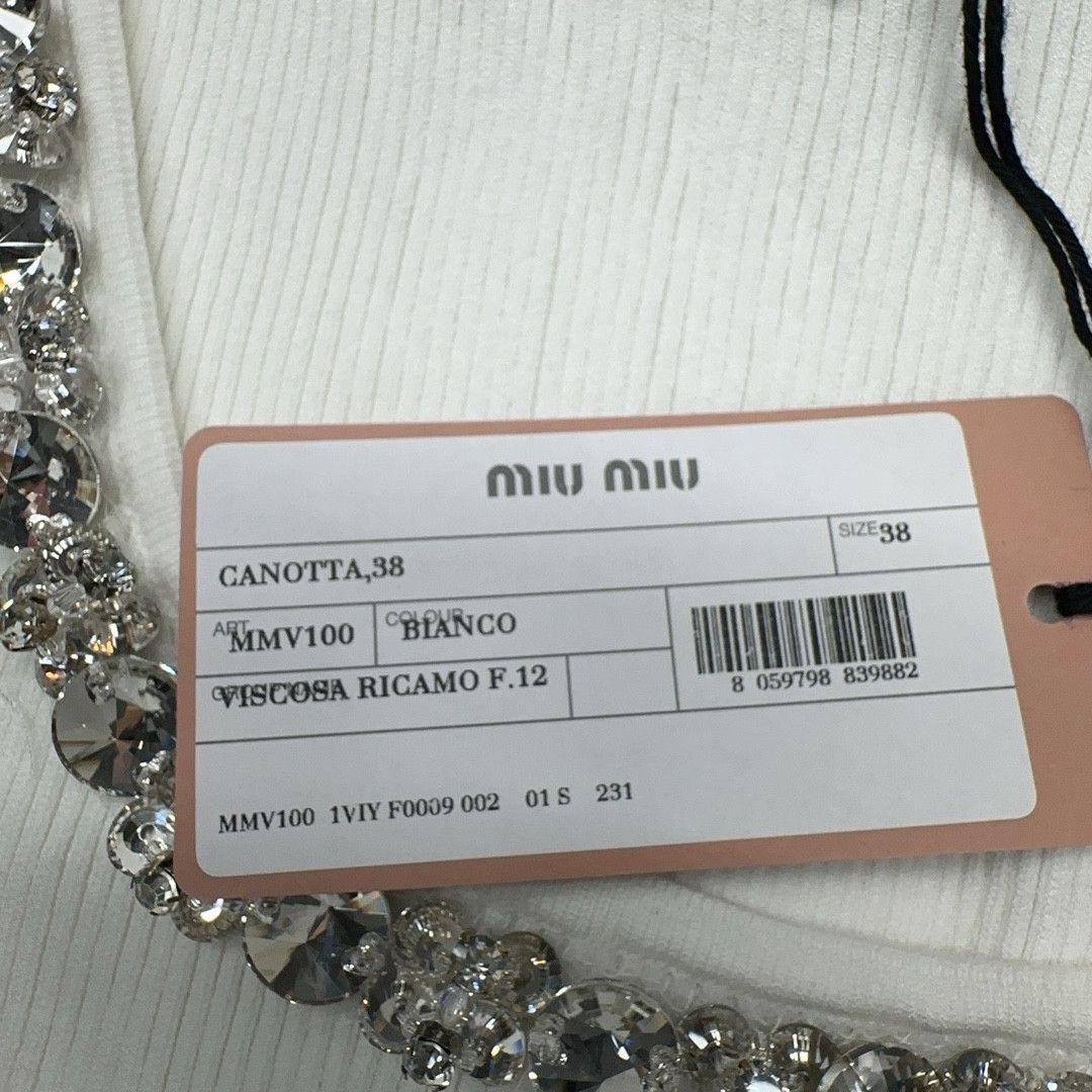 Miu Miu Miu Miu Crystal Embellished Tank Top Size 38 Size XS / US 0-2 / IT 36-38 - 6 Thumbnail