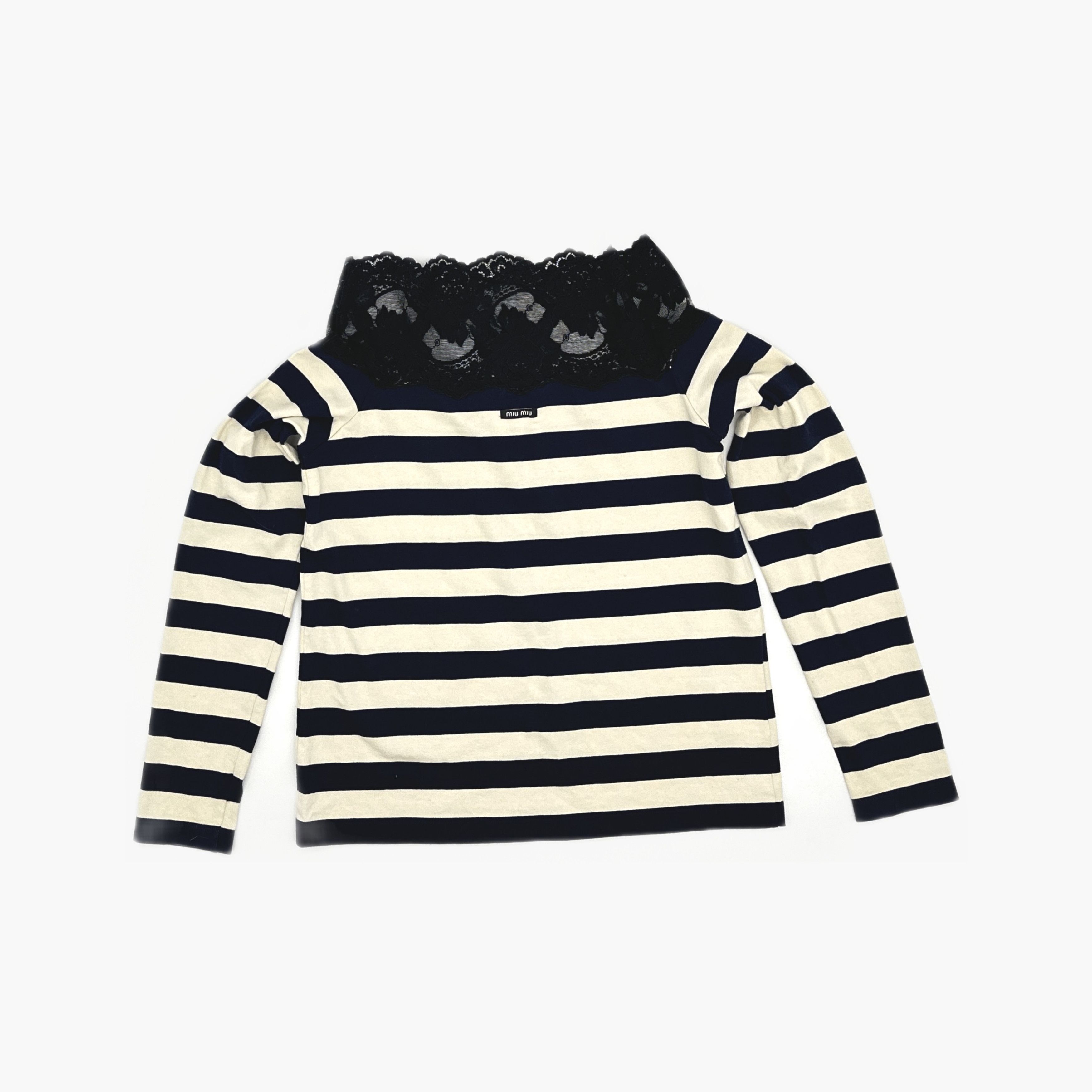 Miu Miu Miu Miu Striped Lace Collar Long Sleeve T-Shirt Size S Size S / US 4 / IT 40 - 2 Thumbnail