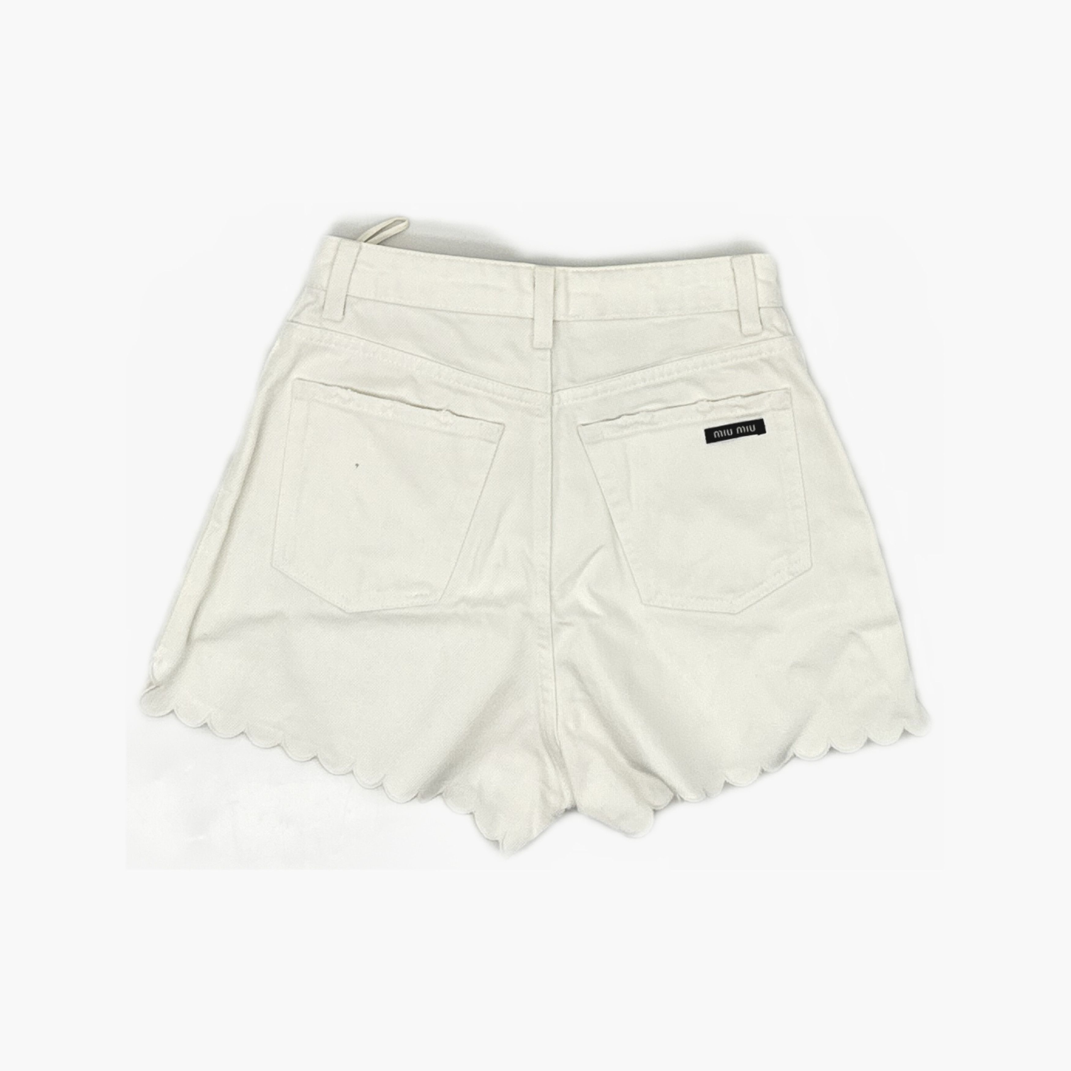 Miu Miu Miu Miu Scalloped Hem Denim Shorts Size 38 Size 26" / US 2 / IT 38 - 2 Thumbnail