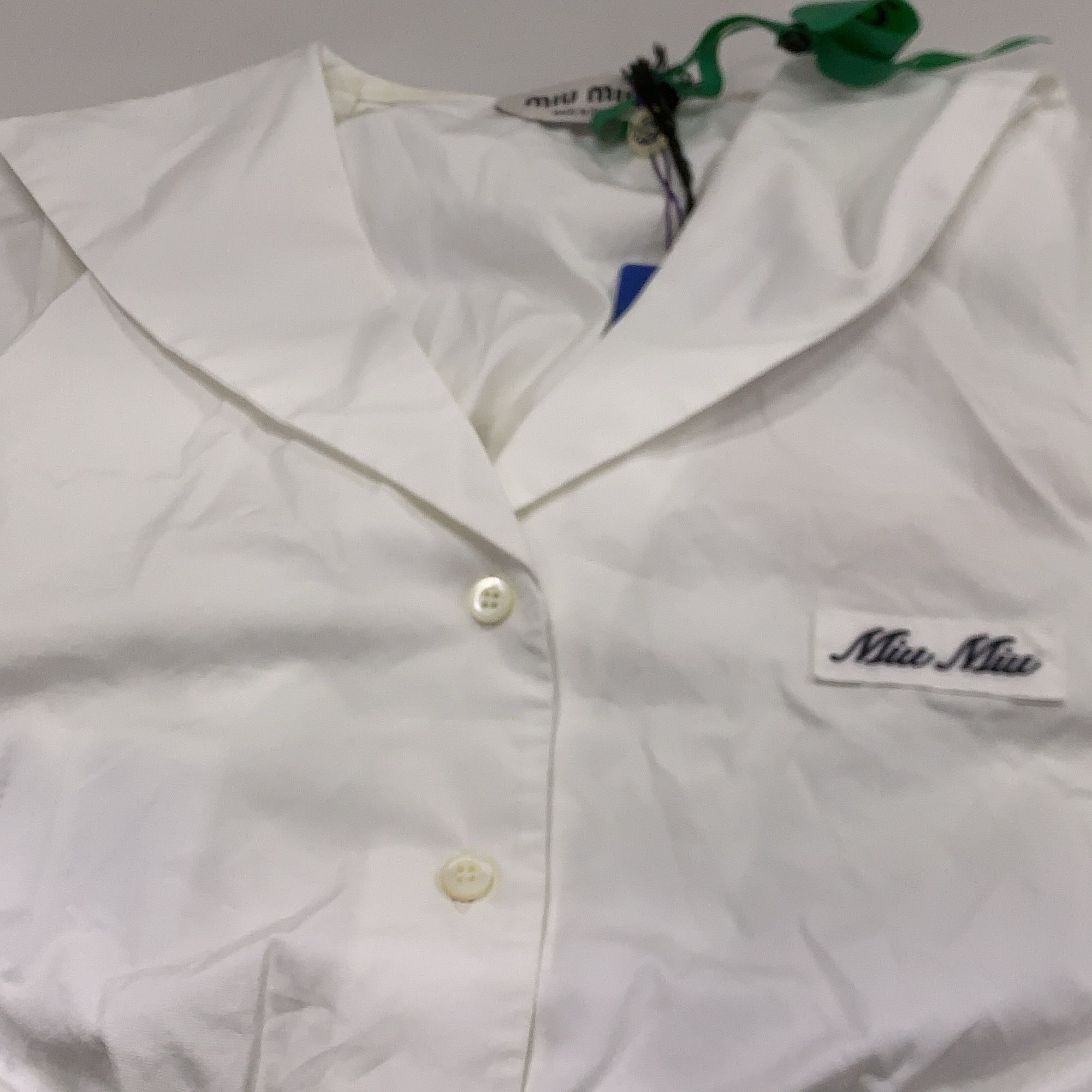 Miu Miu Miu Miu Logo Patch Button Up Shirt Size 36 Size XS / US 0-2 / IT 36-38 - 8 Thumbnail