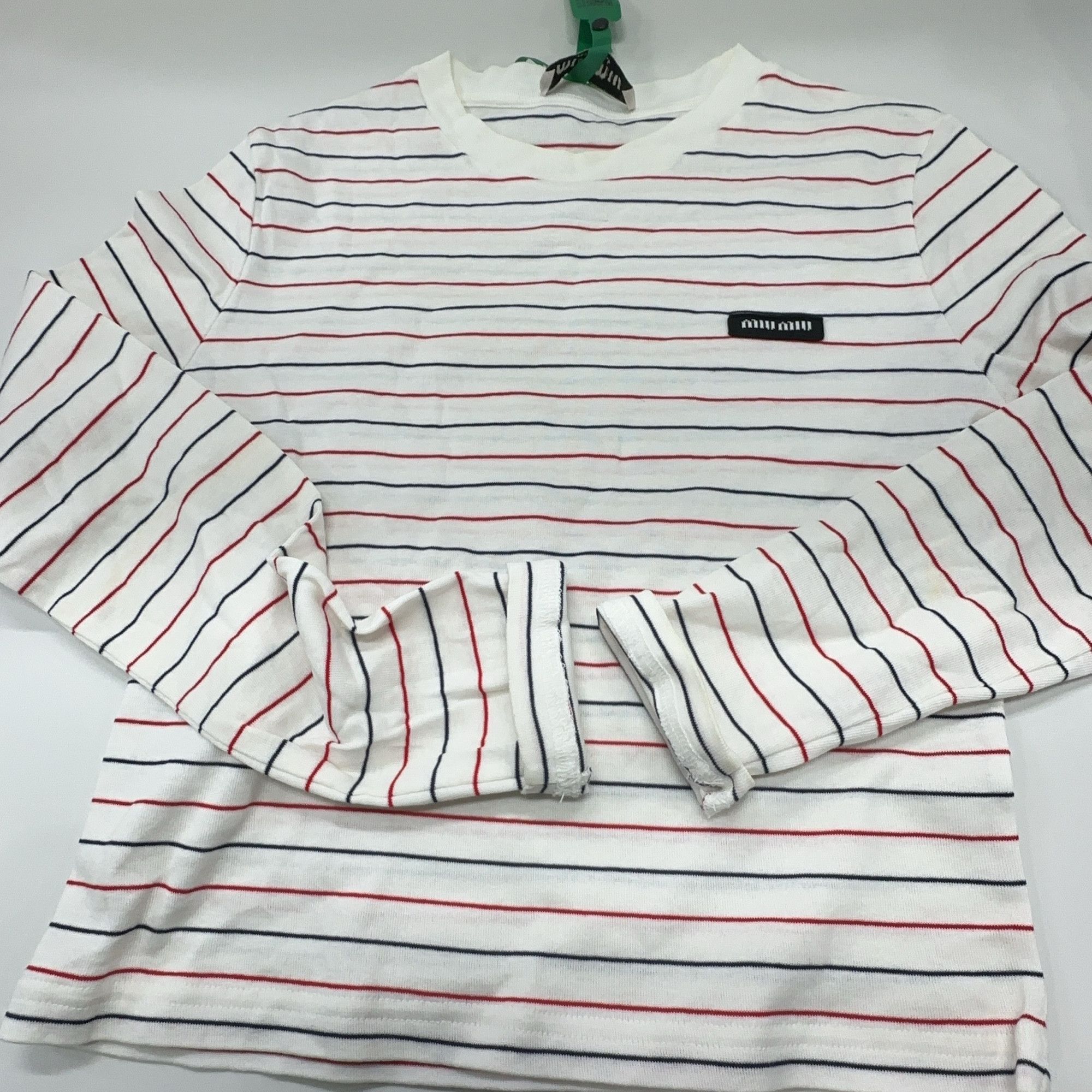 Miu Miu Miu Miu Striped Logo Patch Long Sleeve T-Shirt Size XS Size XS / US 0-2 / IT 36-38 - 8 Thumbnail