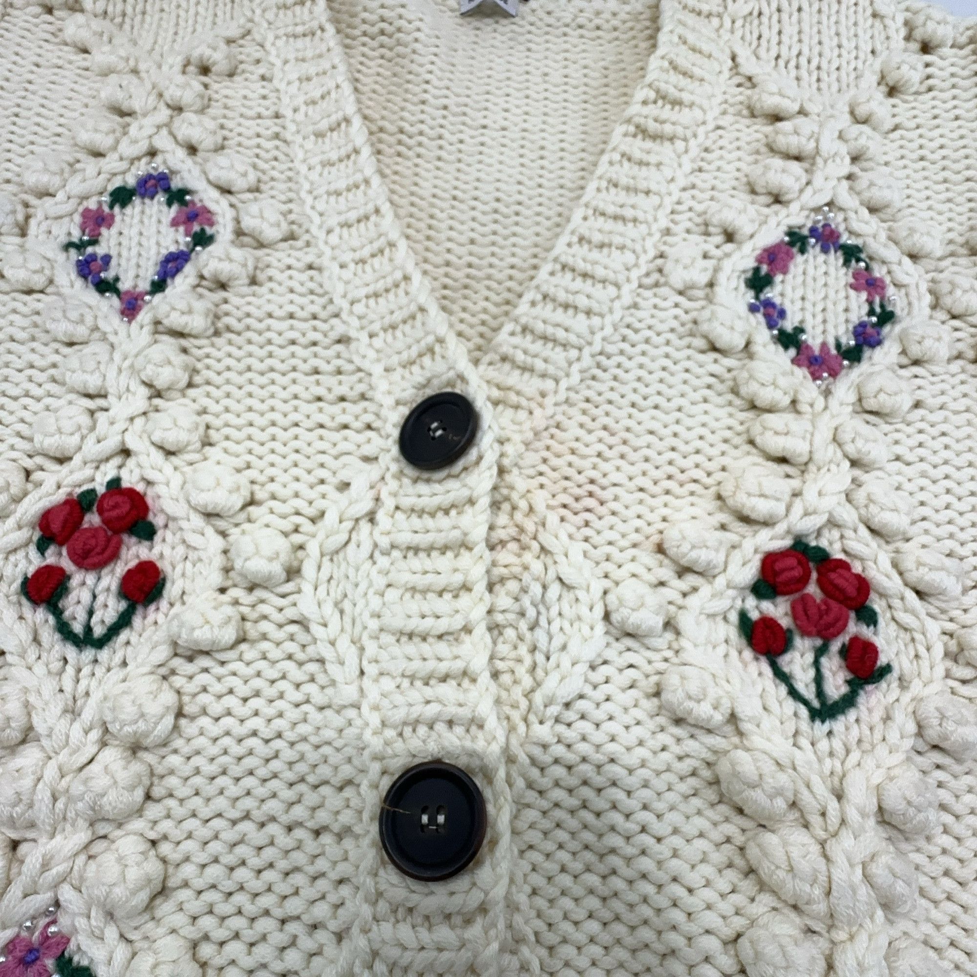 Miu Miu Miu Miu Floral Embroidered Cable Knit Cardigan Size 40 Size S / US 4 / IT 40 - 6 Thumbnail