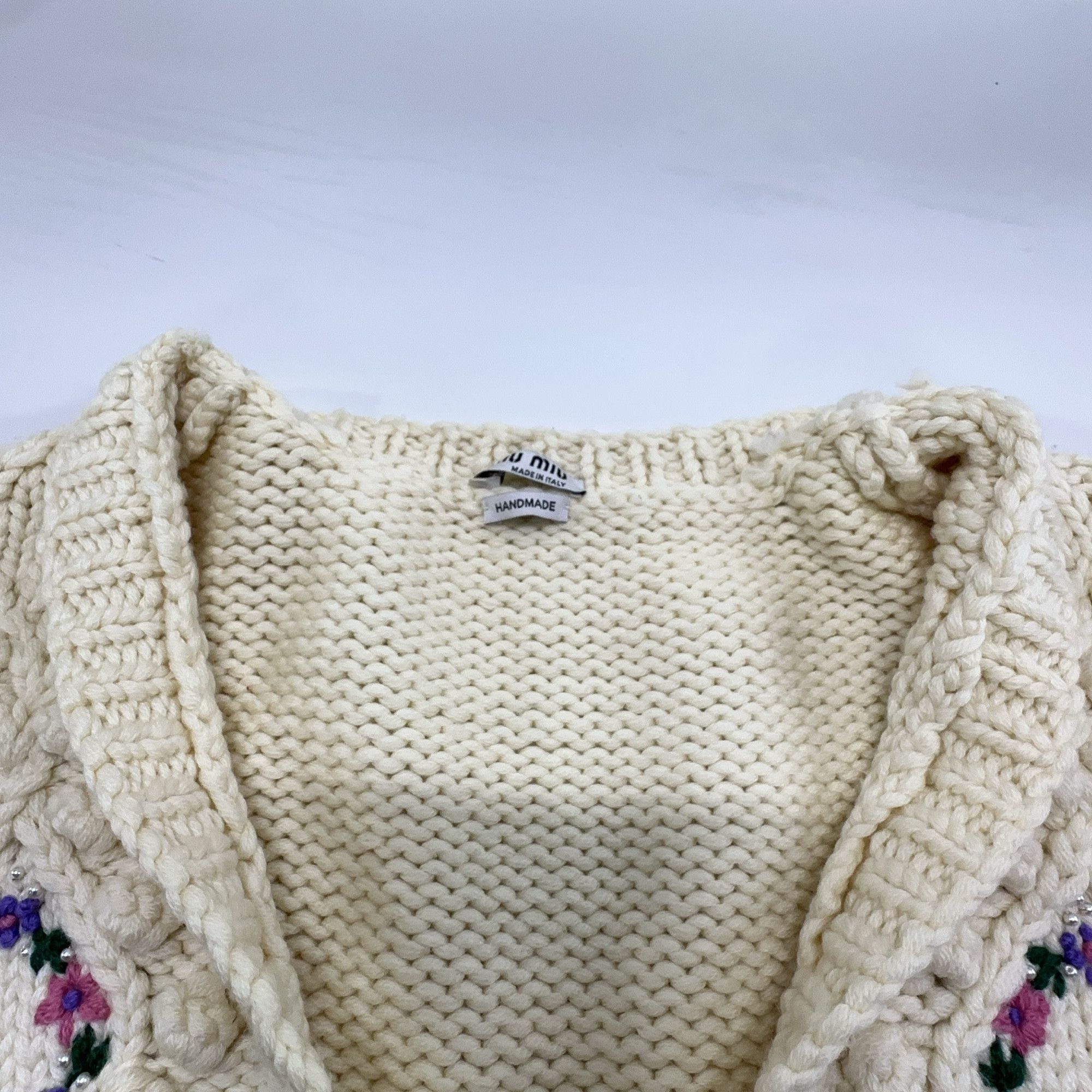 Miu Miu Miu Miu Floral Embroidered Cable Knit Cardigan Size 40 Size S / US 4 / IT 40 - 7 Thumbnail