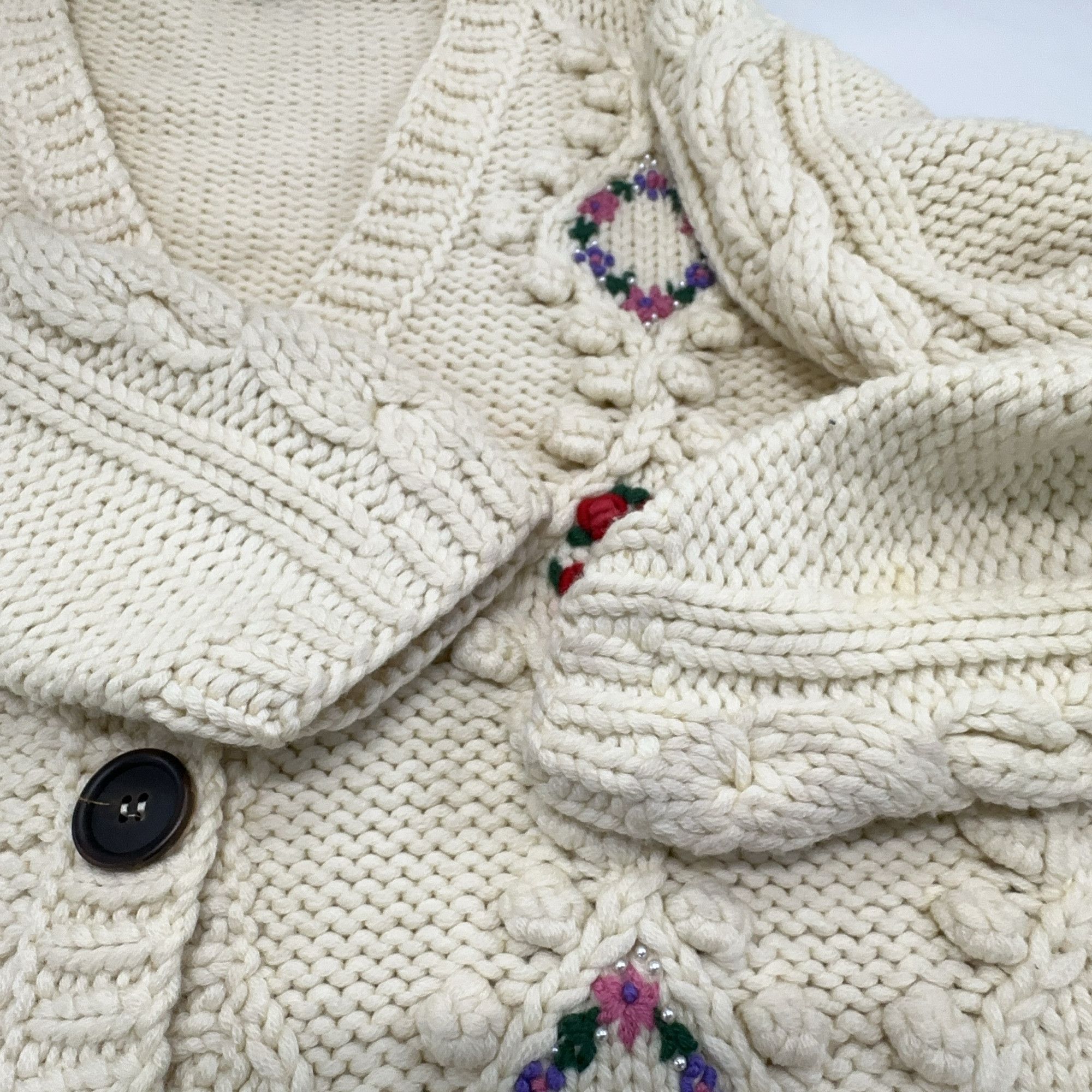 Miu Miu Miu Miu Floral Embroidered Cable Knit Cardigan Size 40 Size S / US 4 / IT 40 - 10 Thumbnail