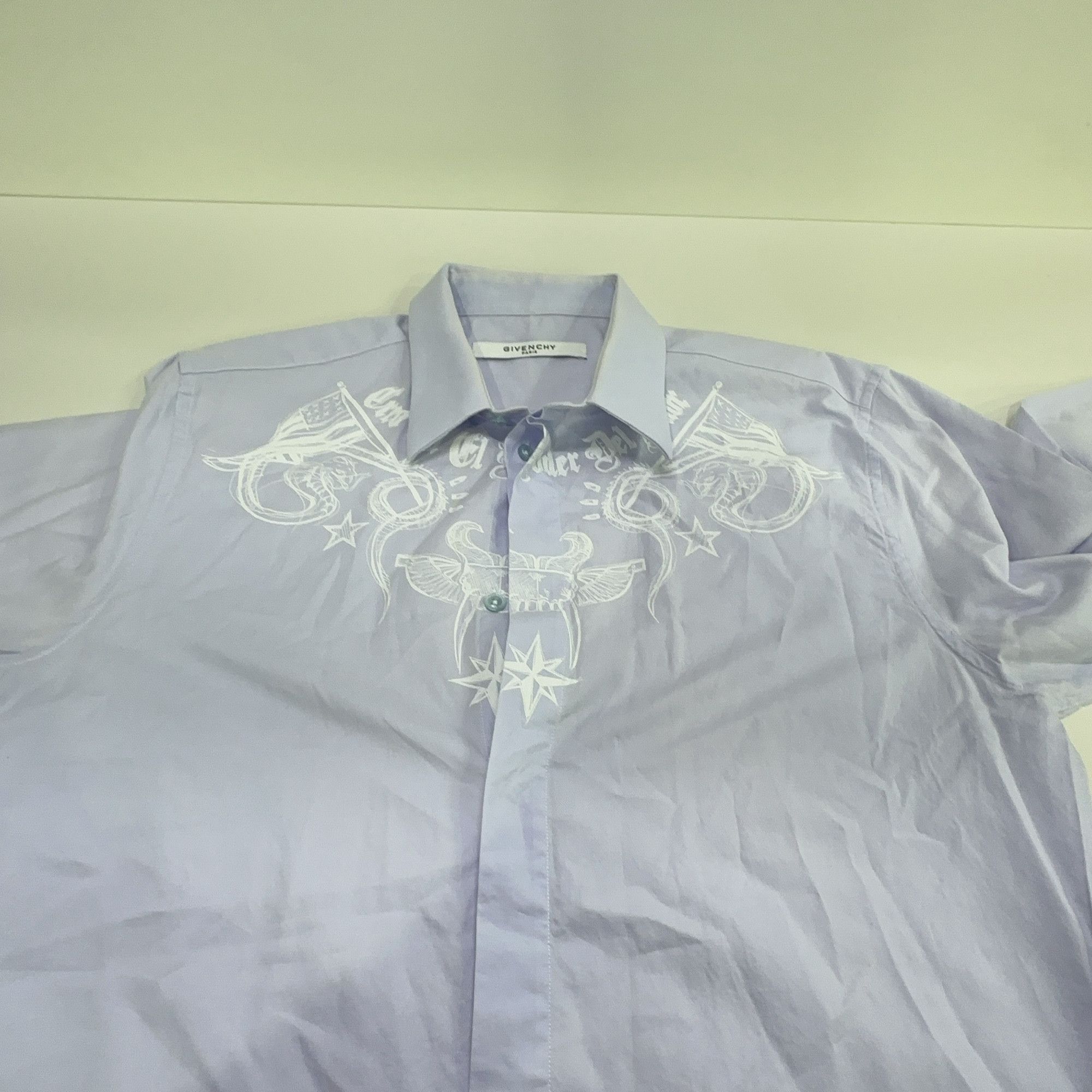Givenchy Givenchy Graphic Embroidery Button Up Shirt Blue Size M Size US XXS / EU 40 - 7 Thumbnail