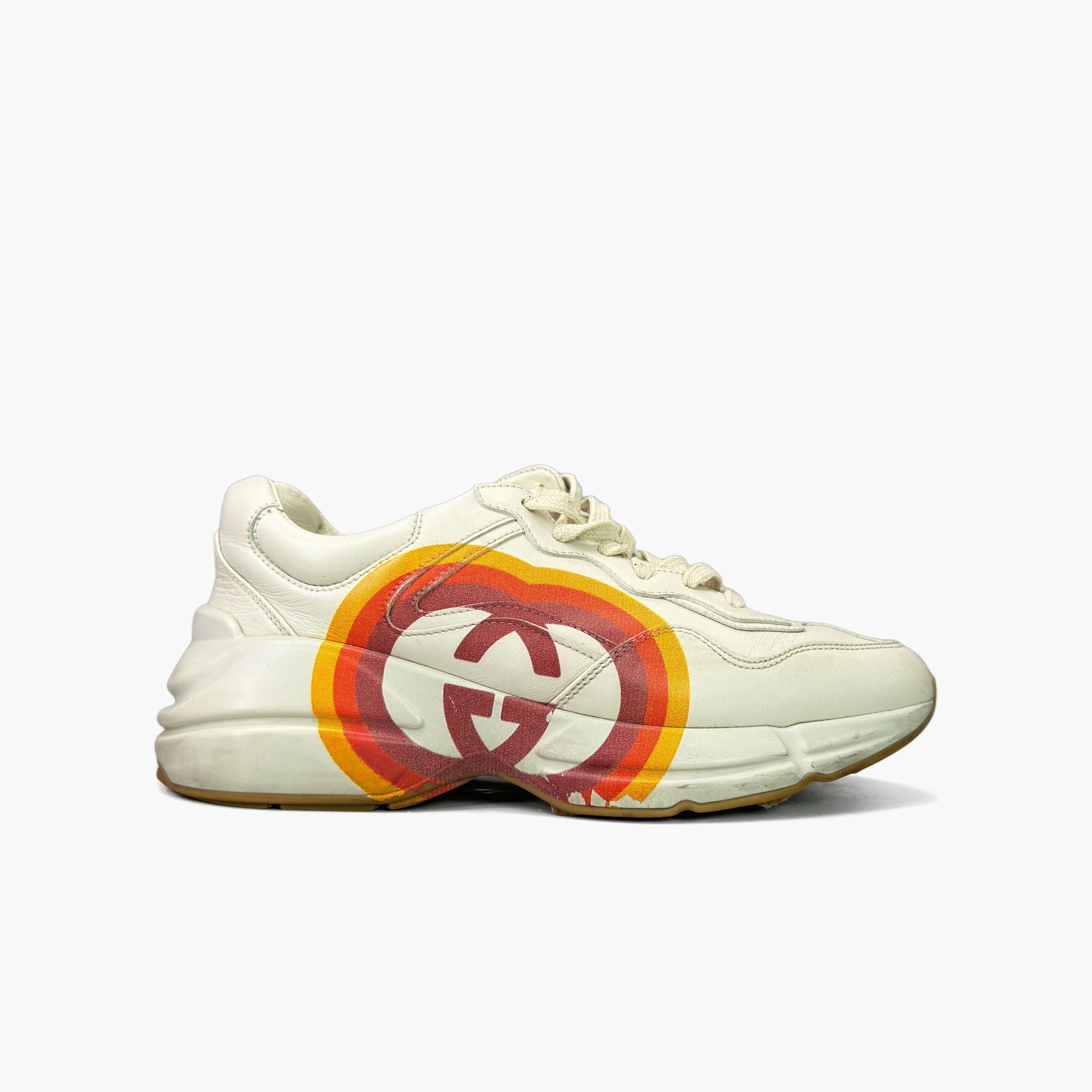 Gucci Gucci Heart Print Rhyton Sneakers Size 37.5 Size US 7.5 / IT 37.5 - 4 Thumbnail