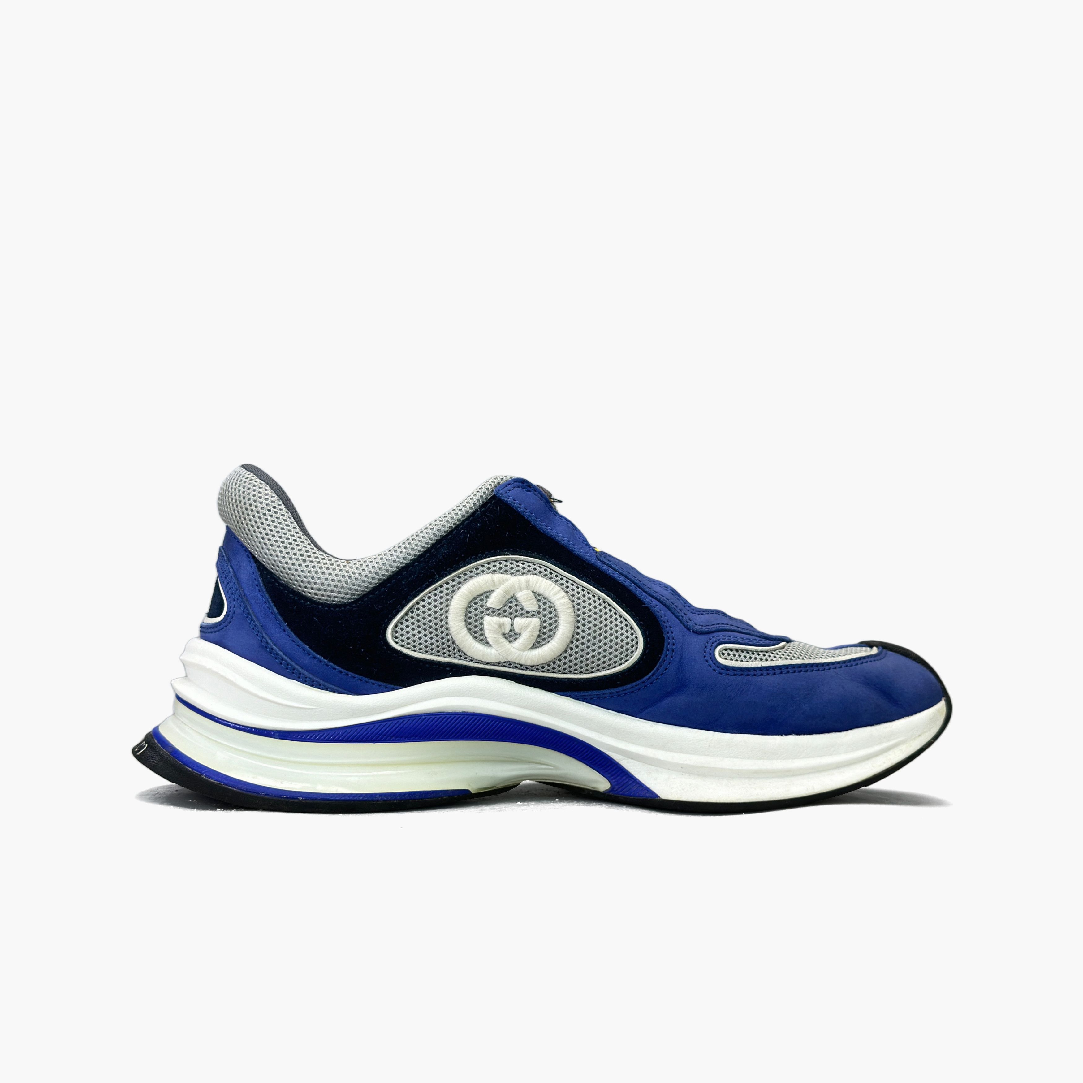 Gucci Gucci Blue Leather Mesh Low-Top Sneakers Size 8.5 Size US 8.5 / EU 41-42 - 2 Thumbnail