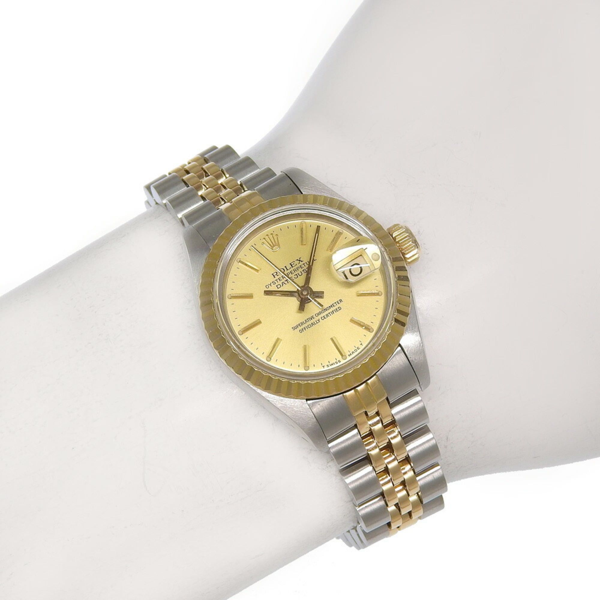 Rolex Rolex Datejust Two-Tone 69173, serial number in the 96s range, champagne gold dial, stainless steel, 18K yellow gold, overhauled December 2025, automatic winding. Size ONE SIZE - 7 Thumbnail