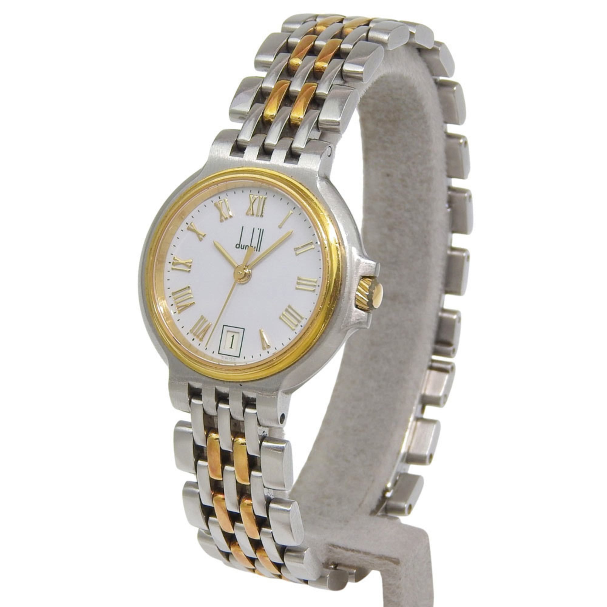 Alfred Dunhill Dunhill Elite Date White Dial 18K Yellow Gold Stainless Steel 40.7g Quartz Battery Approx. 27mm Women's Watch Size ONE SIZE - 2 Thumbnail