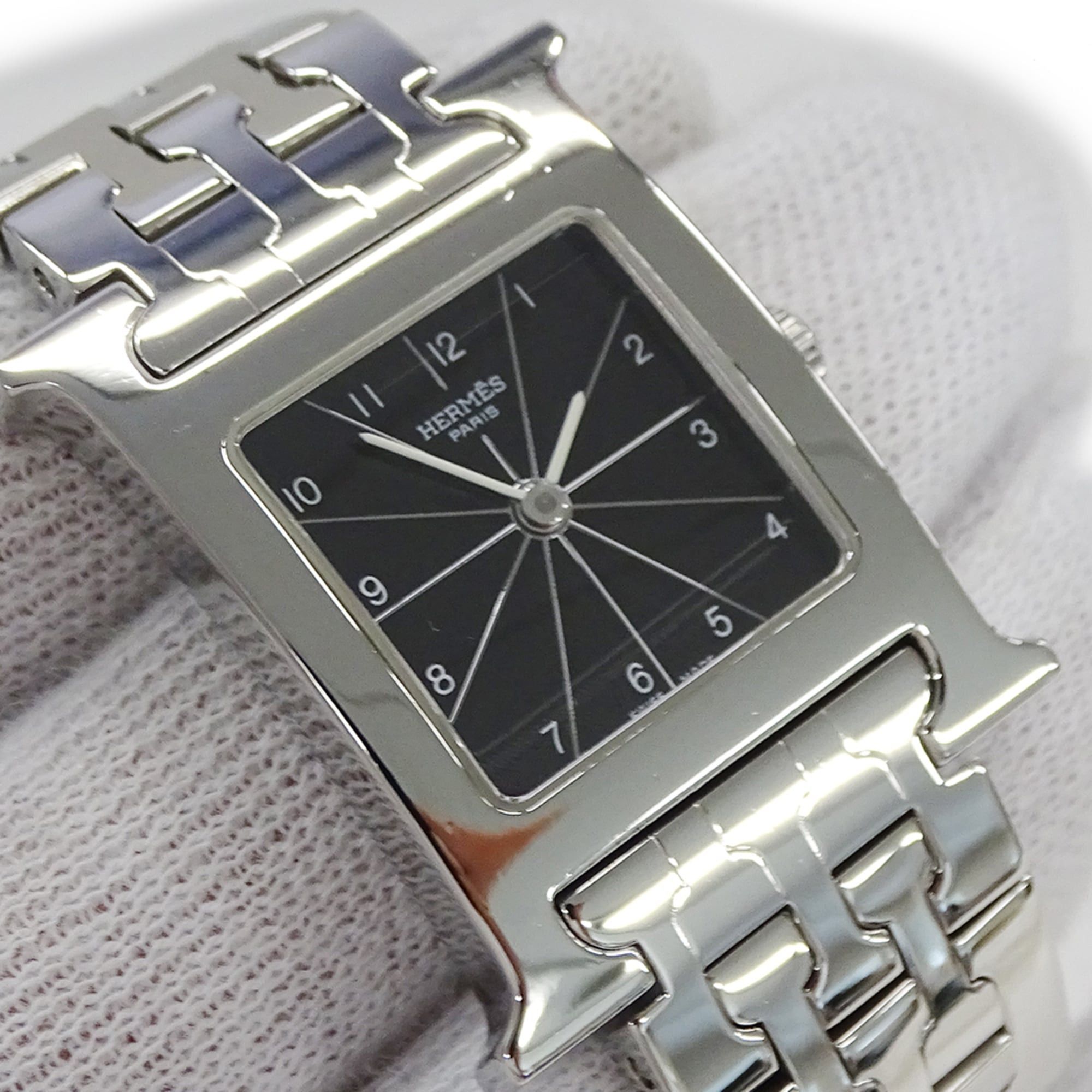 Hermes Hermes Women's Watch Brand H-Watch Quartz QZ Stainless Steel SS HH1.210 Silver Black Size ONE SIZE - 15 Thumbnail