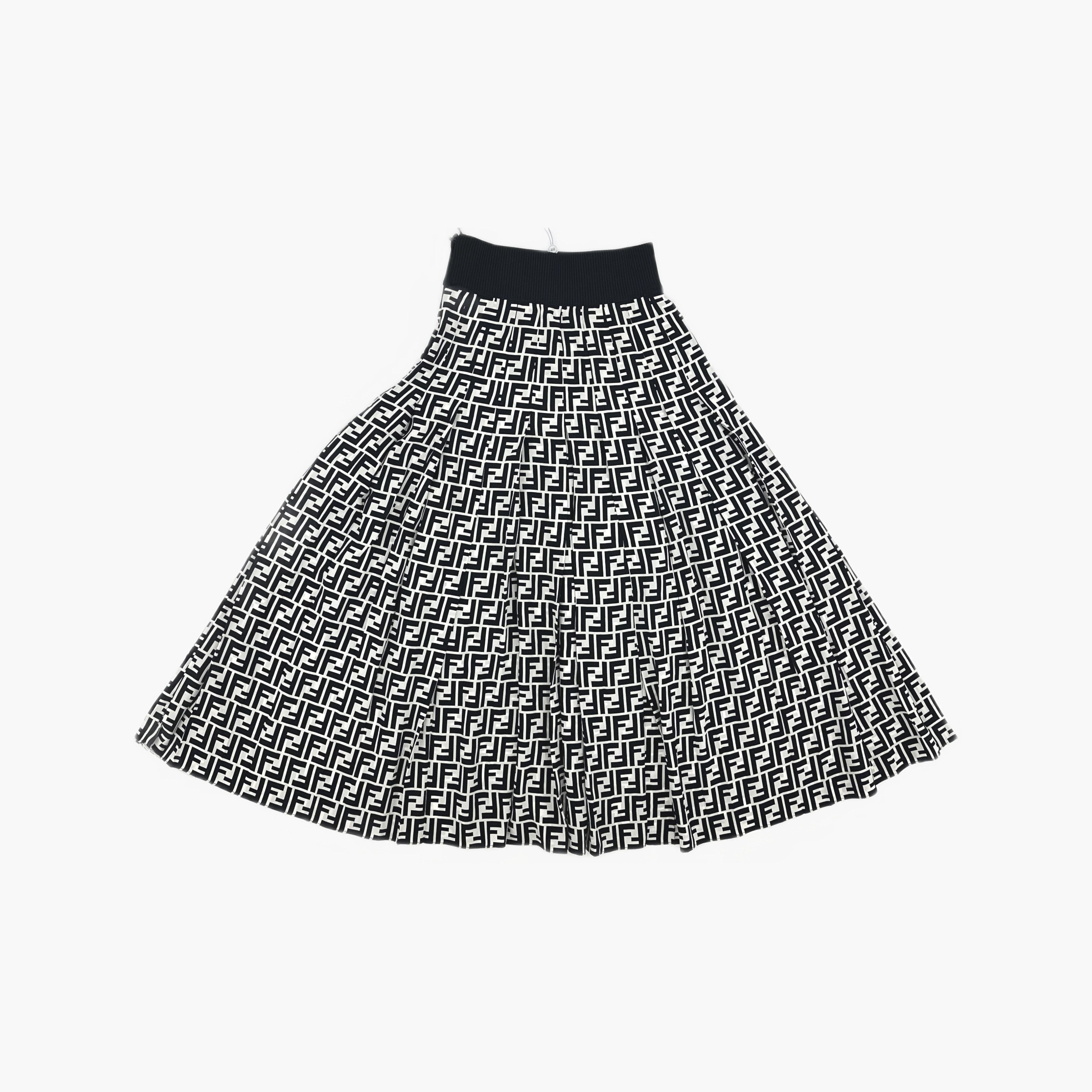 Fendi Fendi FF Logo Print Silk Midi Skirt Size IT 38 Size 26" / US 2 / IT 38 - 2 Thumbnail