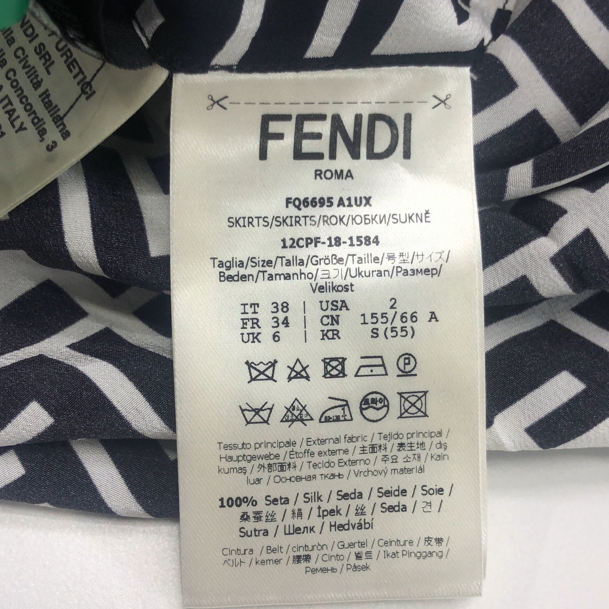 Fendi Fendi FF Logo Print Silk Midi Skirt Size IT 38 Size 26" / US 2 / IT 38 - 4 Thumbnail