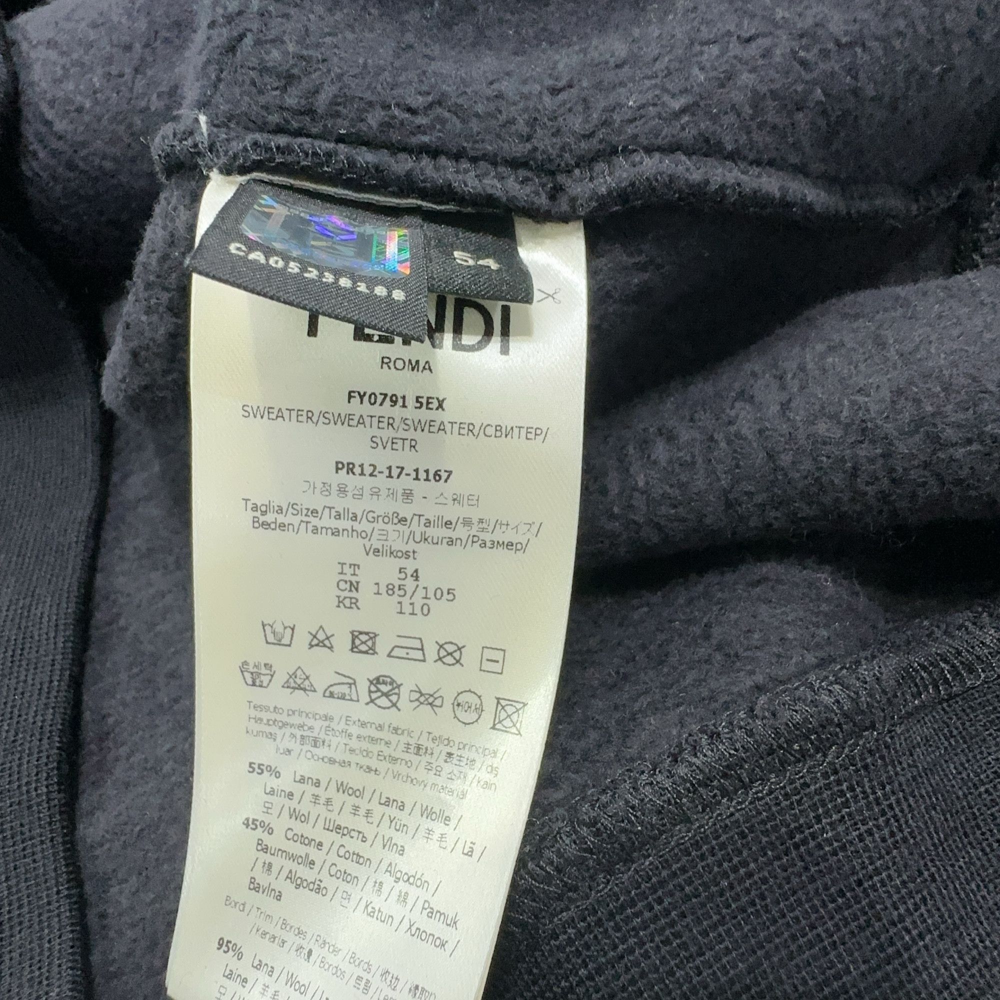 Fendi Fendi Karlito Logo Sweatshirt Black Size L Size US L / EU 52-54 / 3 - 6 Thumbnail