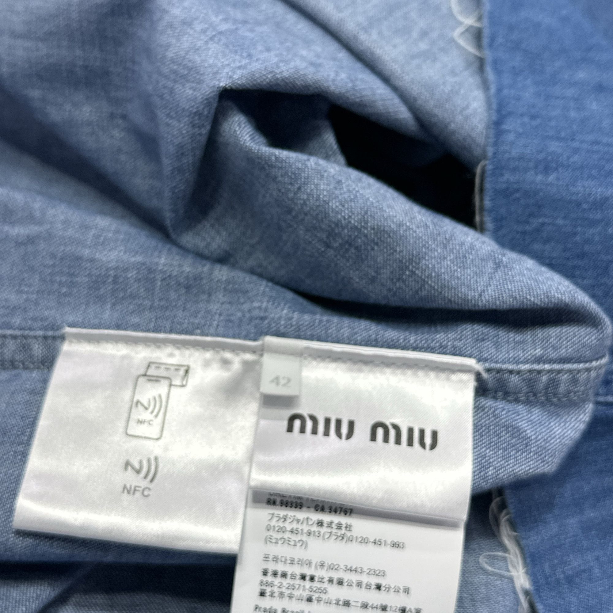 Miu Miu Miu Miu Logo Denim Shirt Size 42 Size M / US 6-8 / IT 42-44 - 4 Thumbnail