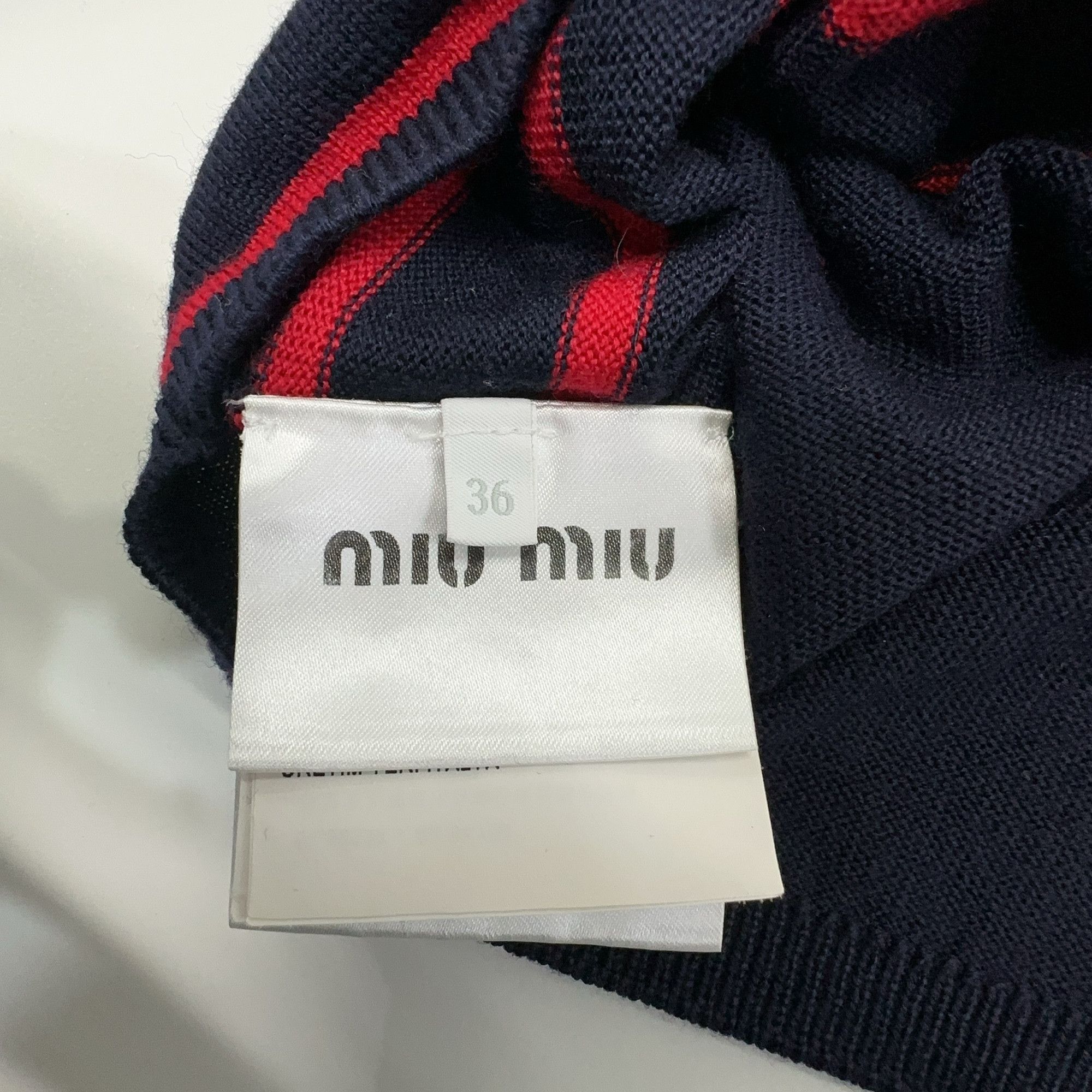 Miu Miu Miu Miu Striped Logo Knit Sweater Size 36 Size XS / US 0-2 / IT 36-38 - 4 Thumbnail