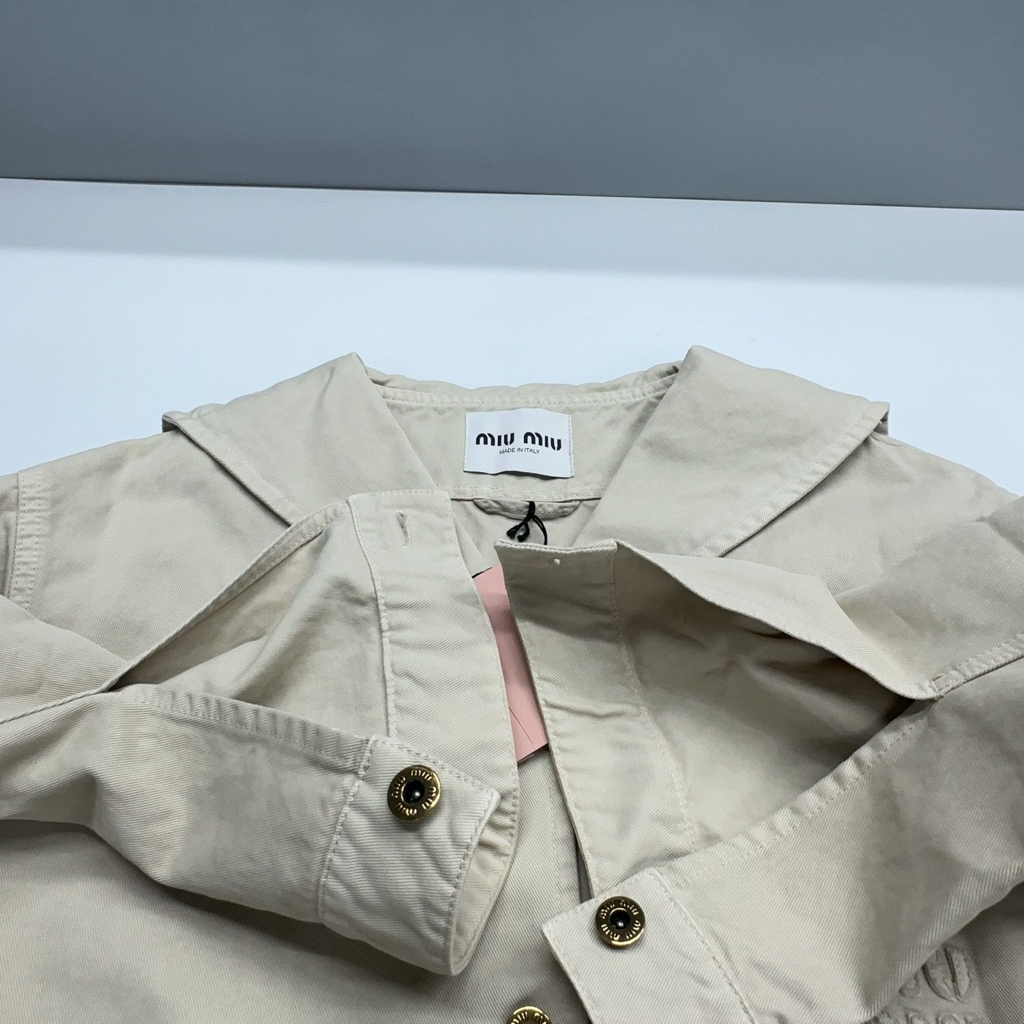 Miu Miu Miu Miu Beige Cotton Sailor Collar Jacket Size 40 Size S / US 4 / IT 40 - 6 Thumbnail