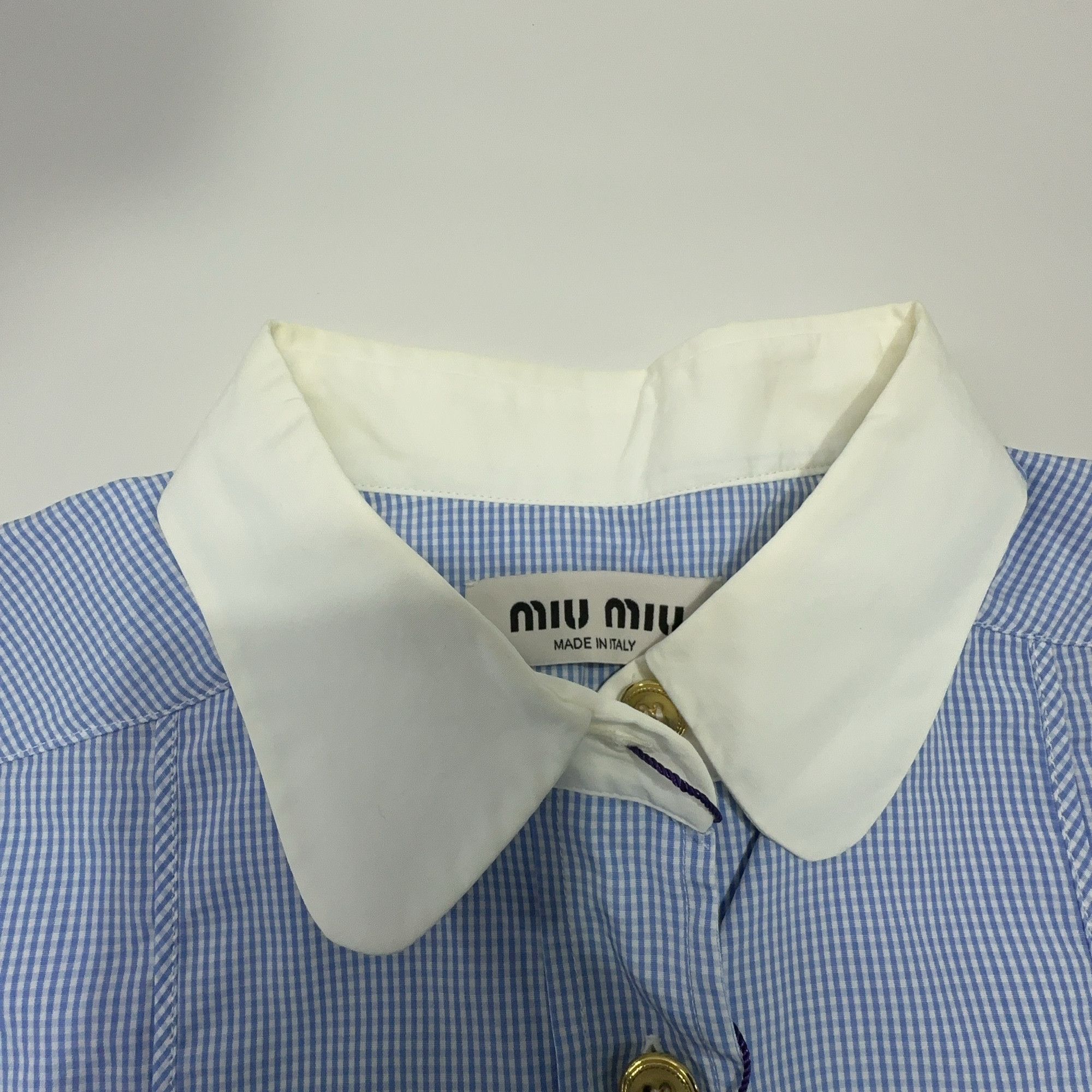 Miu Miu Miu Miu Blue Gingham Button Up Shirt Size 40 Size S / US 4 / IT 40 - 5 Thumbnail