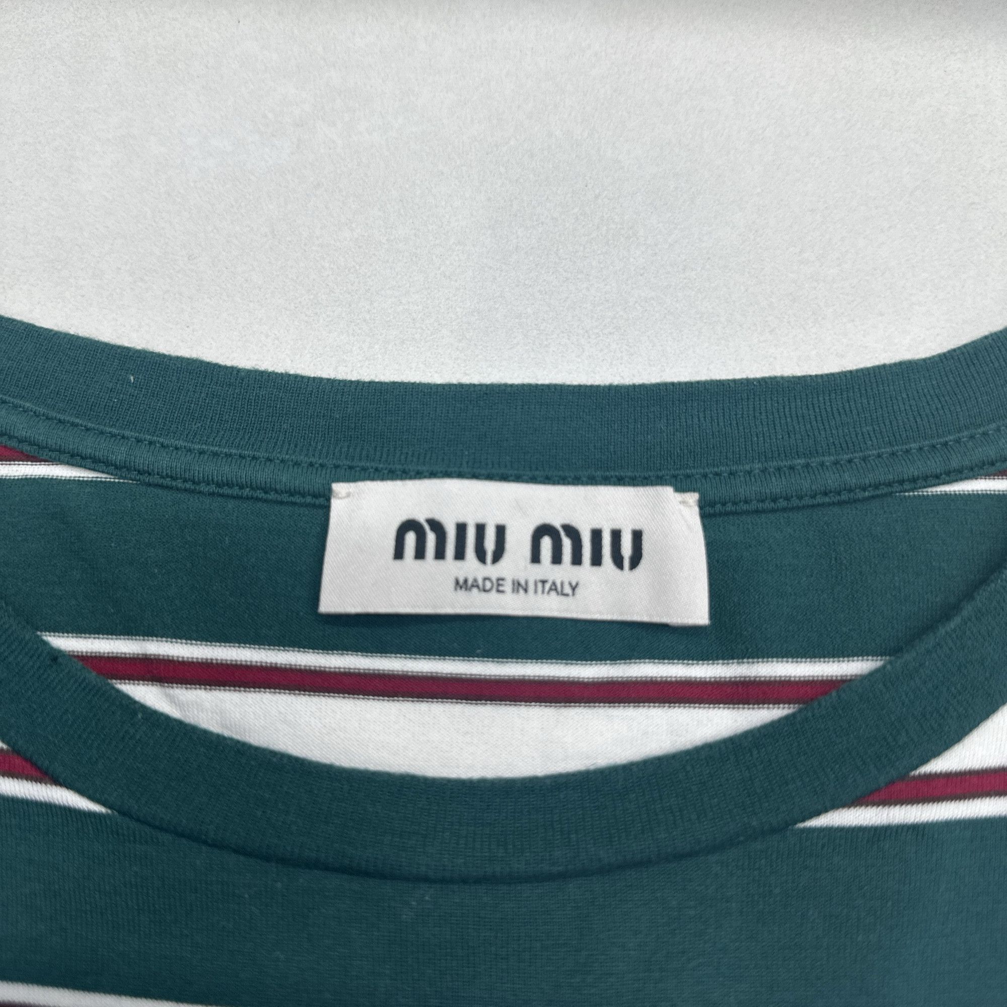 Miu Miu Miu Miu Green Striped Long Sleeve T-Shirt Size XL Size XL / US 12-14 / IT 48-50 - 3 Thumbnail