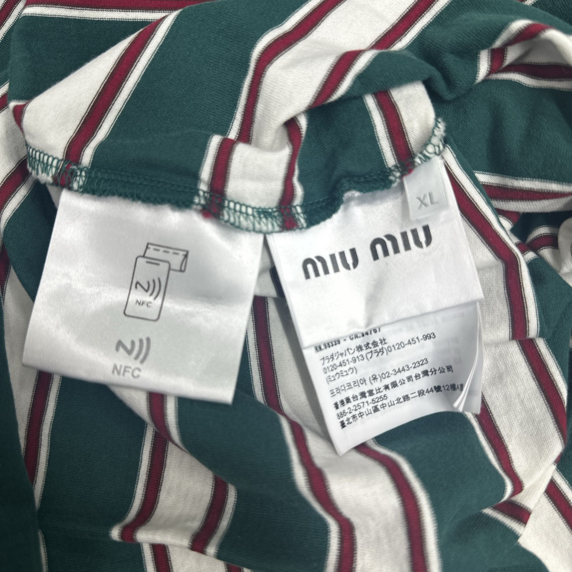 Miu Miu Miu Miu Green Striped Long Sleeve T-Shirt Size XL Size XL / US 12-14 / IT 48-50 - 4 Thumbnail