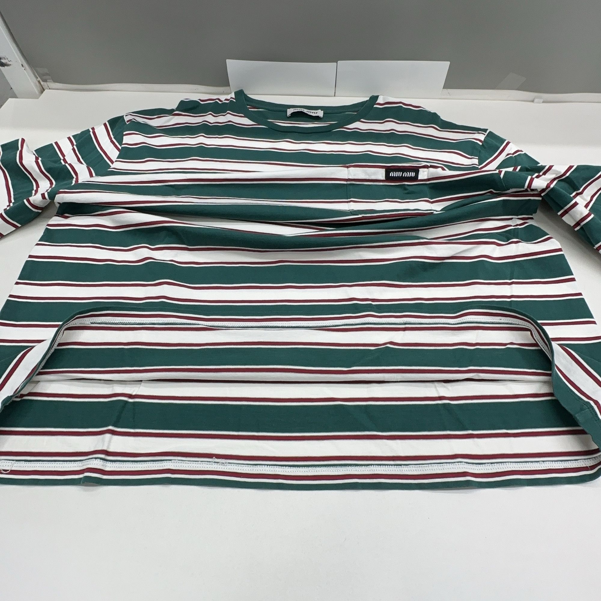 Miu Miu Miu Miu Green Striped Long Sleeve T-Shirt Size XL Size XL / US 12-14 / IT 48-50 - 7 Thumbnail