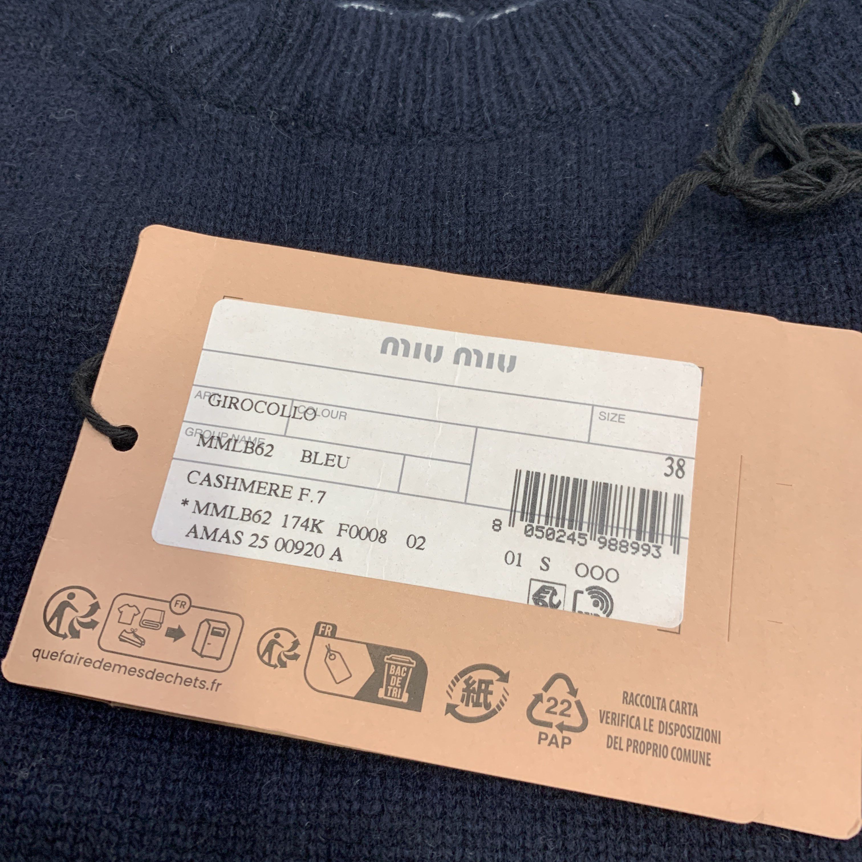 Miu Miu Miu Miu Logo Cashmere Short Sleeve Sweater Size 38 Size XS / US 0-2 / IT 36-38 - 2 Thumbnail