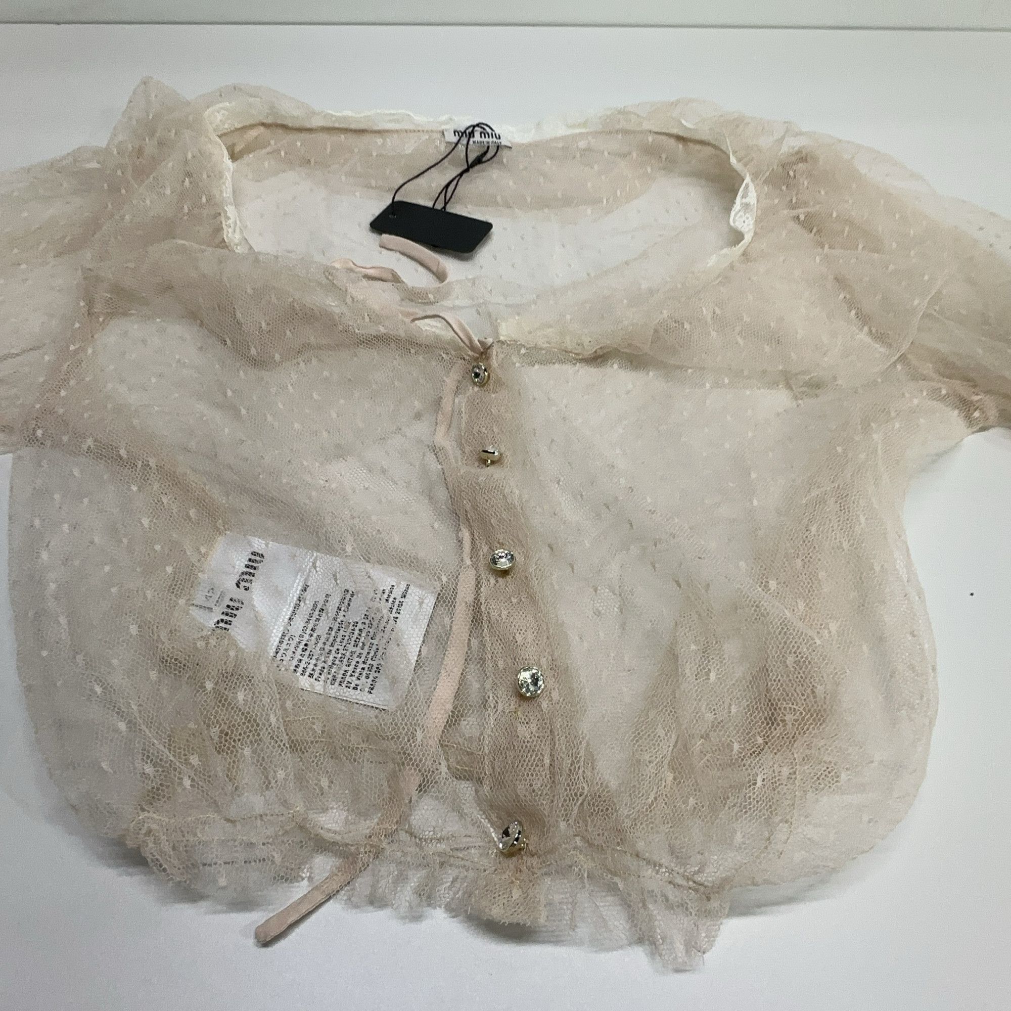 Miu Miu Miu Miu Lace Mesh Button Blouse Size 42 Size M / US 6-8 / IT 42-44 - 7 Thumbnail