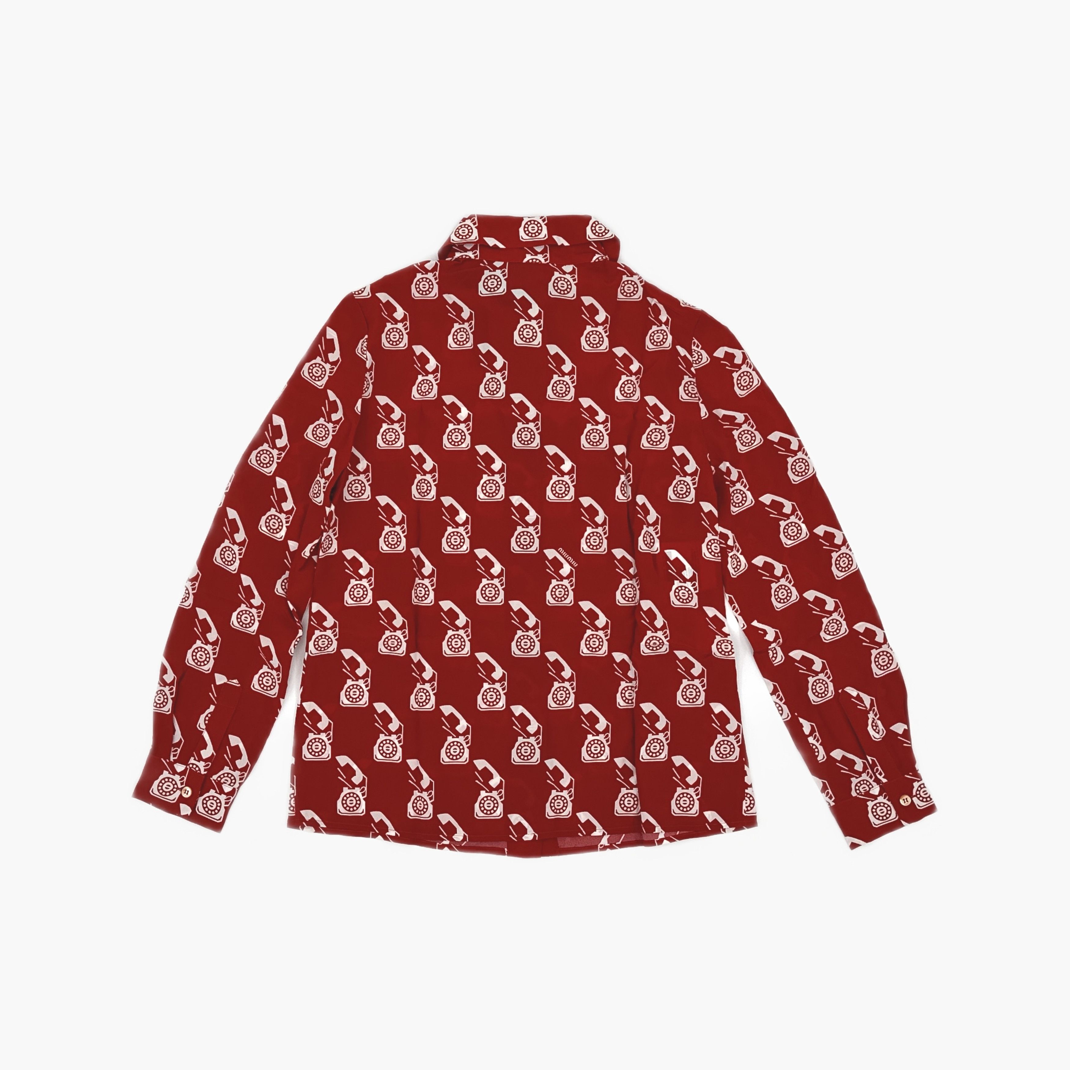 Miu Miu Miu Miu Telephone Print Button Up Shirt Size 38 Size XS / US 0-2 / IT 36-38 - 2 Thumbnail