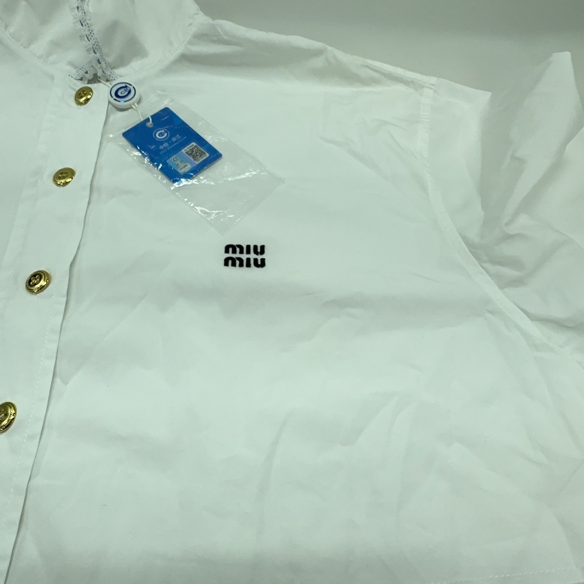 Miu Miu Miu Miu Embroidered Logo Button Up Shirt Size 38 Size XS / US 0-2 / IT 36-38 - 8 Thumbnail