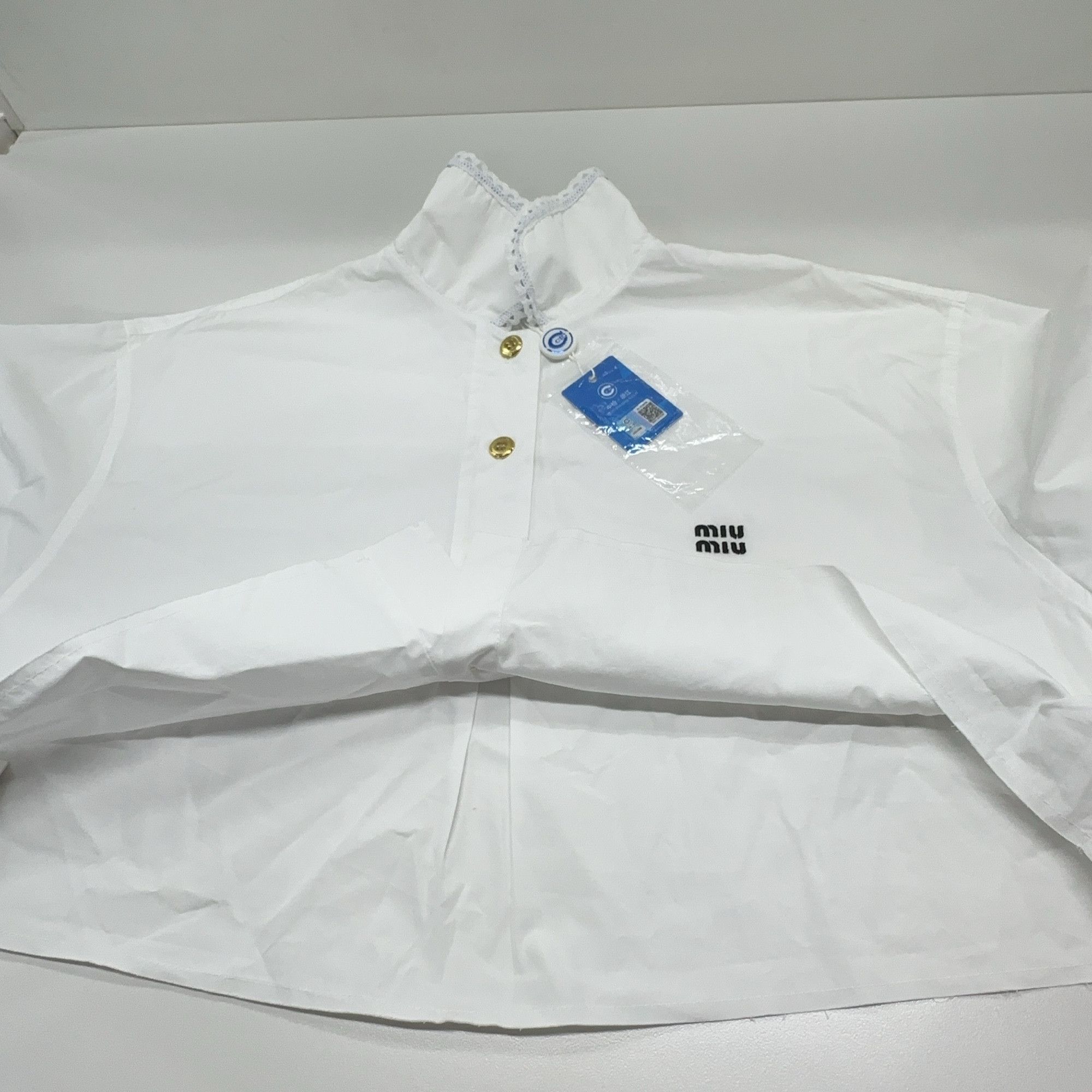 Miu Miu Miu Miu Embroidered Logo Button Up Shirt Size 38 Size XS / US 0-2 / IT 36-38 - 9 Thumbnail