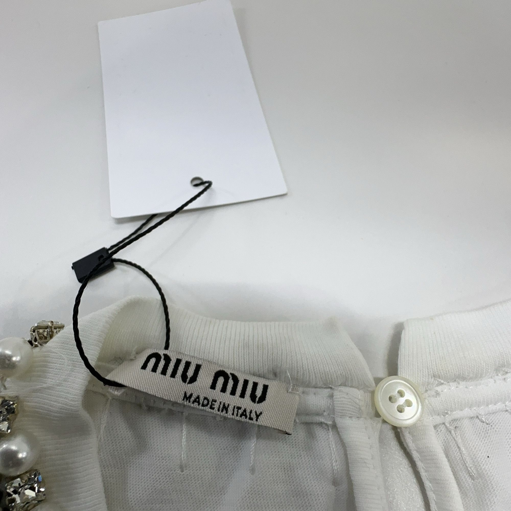 Miu Miu MIU MIU Embellished Collar T-Shirt Size XS Size XS / US 0-2 / IT 36-38 - 5 Thumbnail