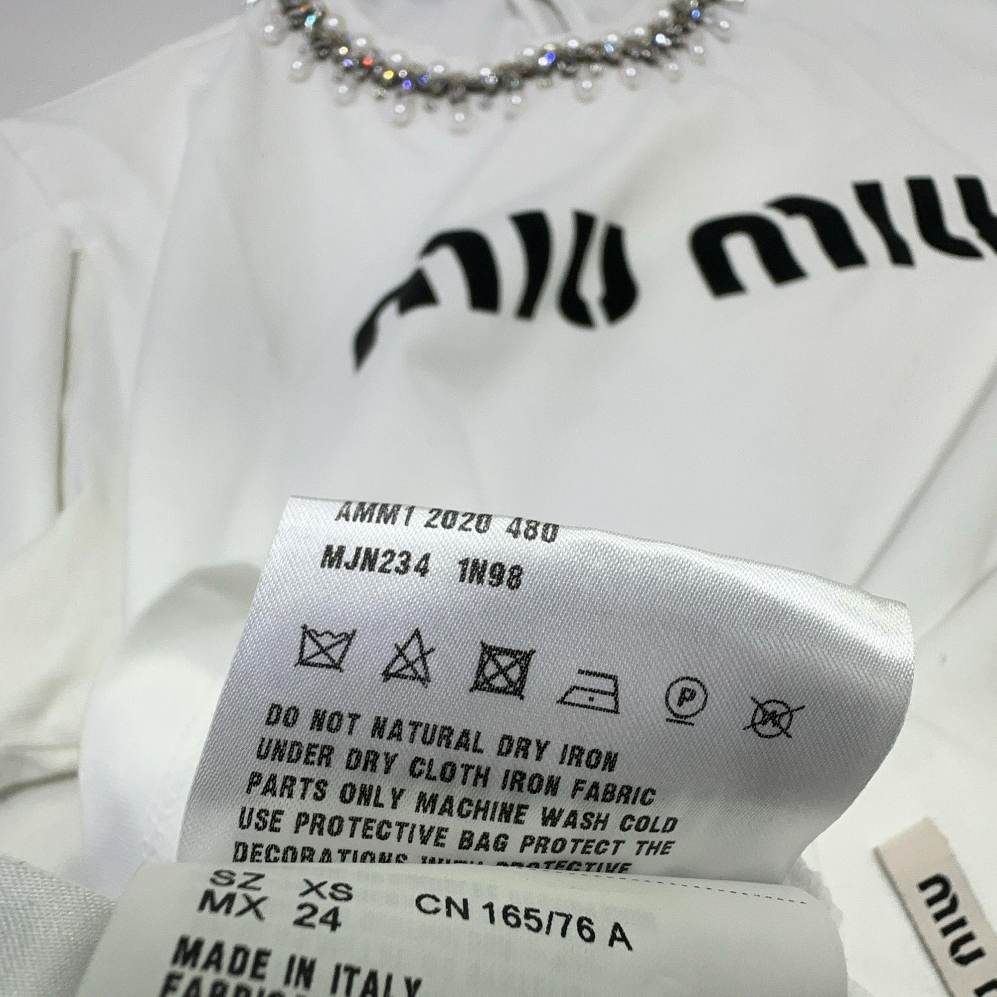 Miu Miu MIU MIU Embellished Collar T-Shirt Size XS Size XS / US 0-2 / IT 36-38 - 4 Thumbnail