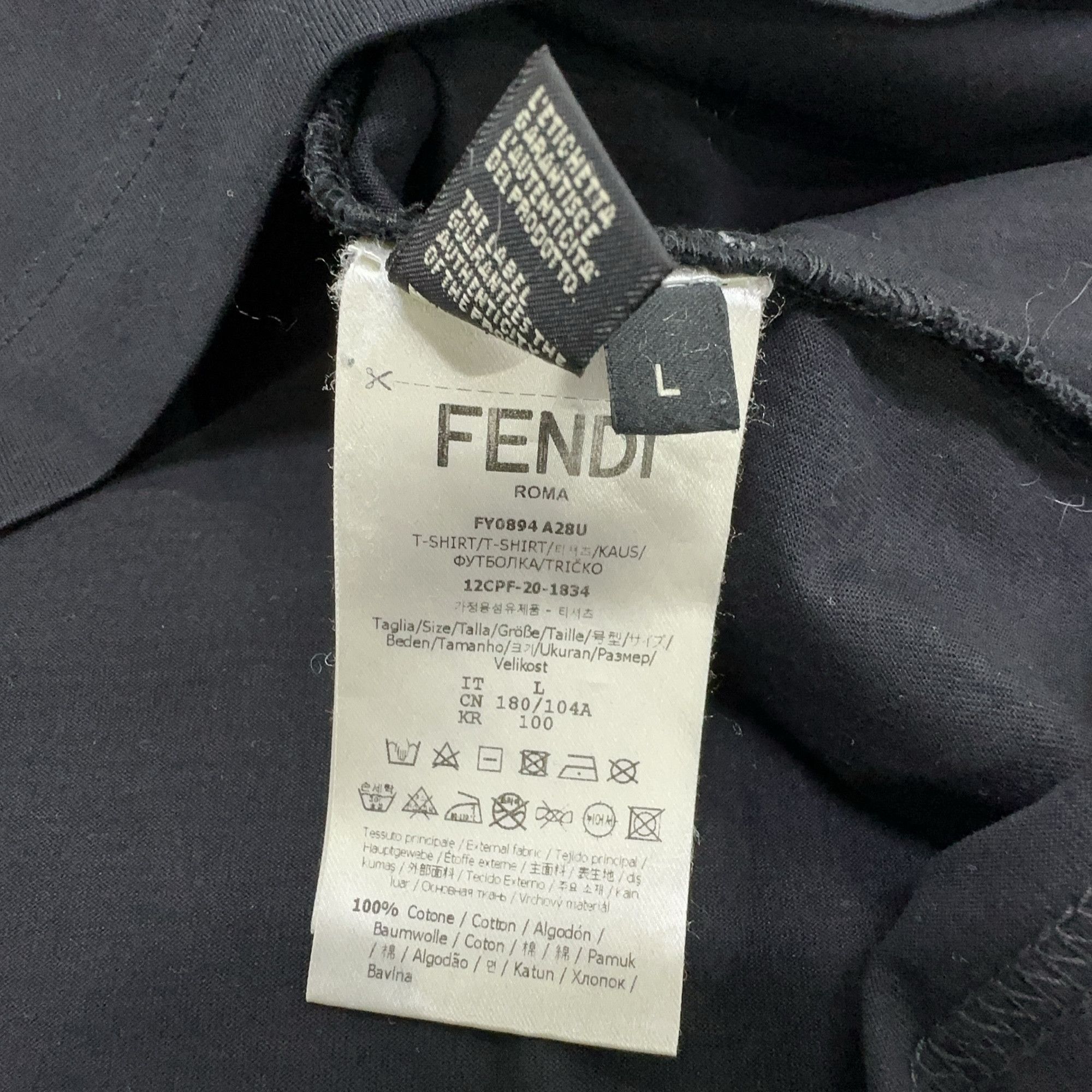 Fendi Fendi Logo Patch T-Shirt Size L Size US L / EU 52-54 / 3 - 8 Thumbnail