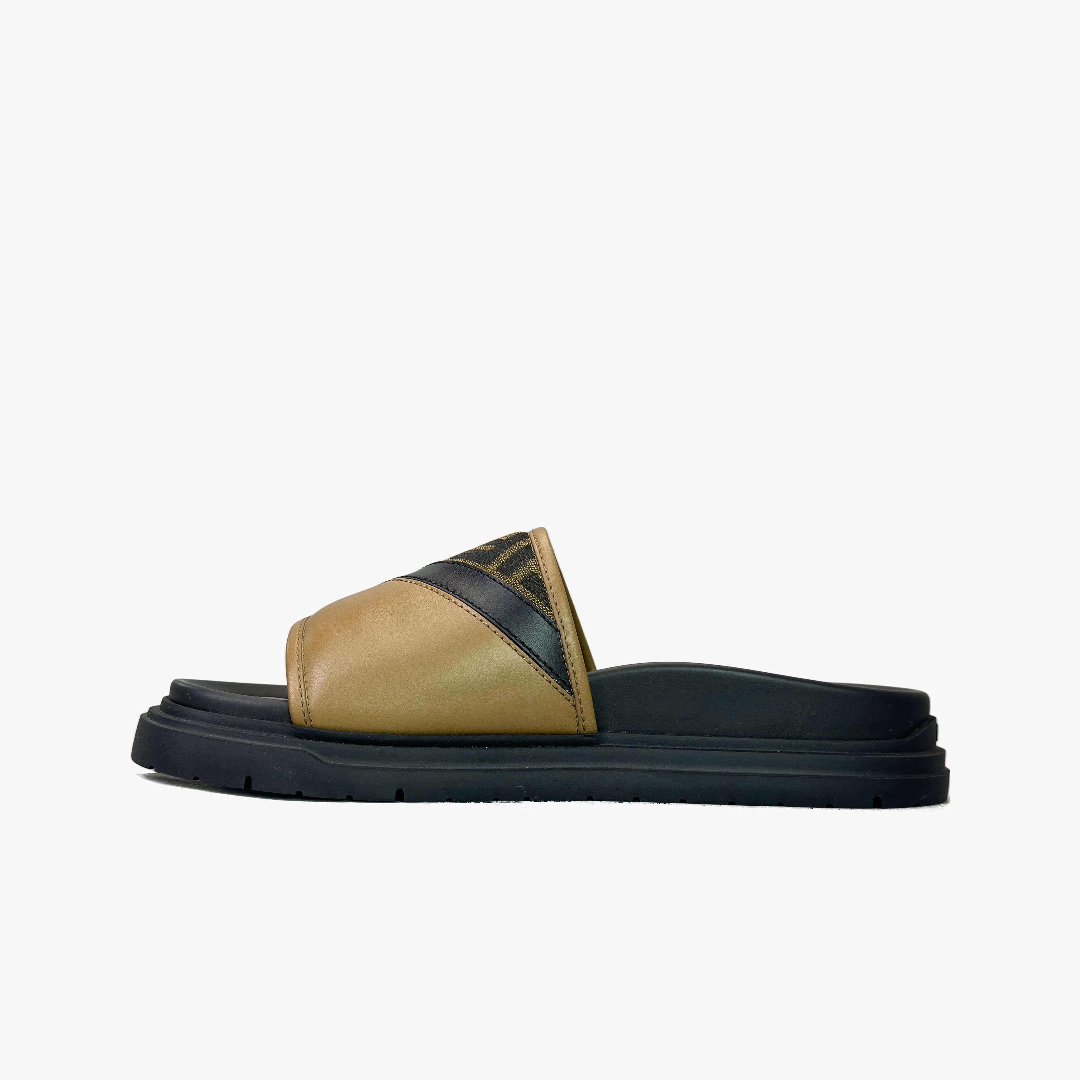 Fendi Fendi FF Logo Leather Slides US 10 / EU 43 Size US 10 / EU 43 - 3 Thumbnail
