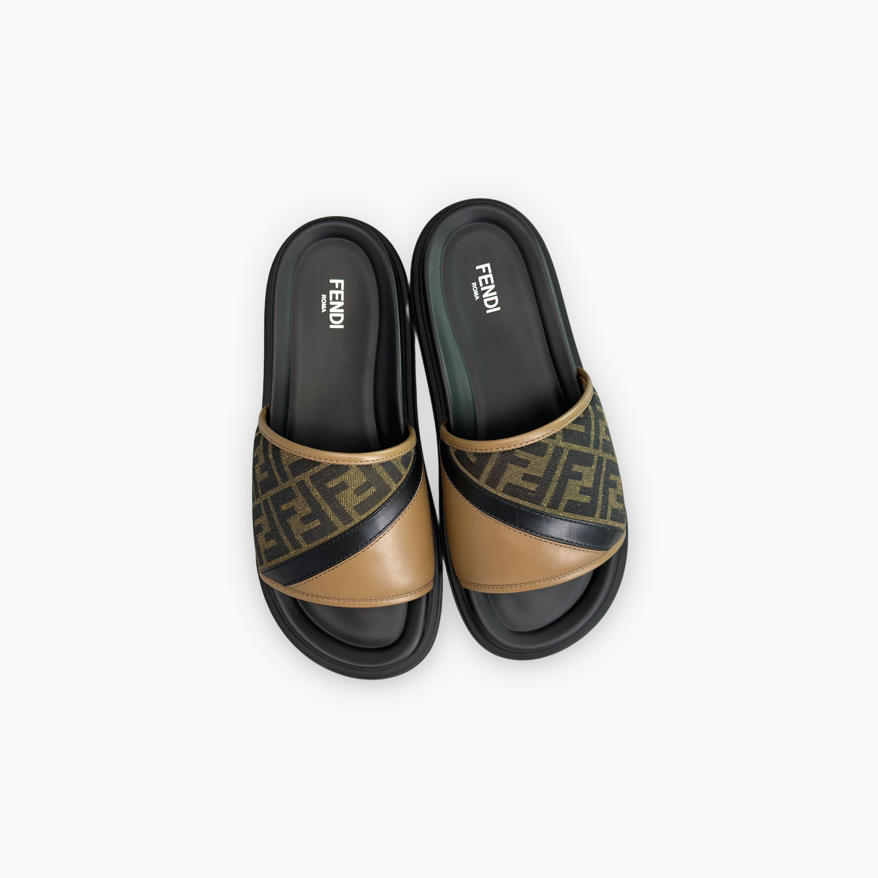 Fendi Fendi FF Logo Leather Slides US 10 / EU 43 Size US 10 / EU 43 - 9 Thumbnail