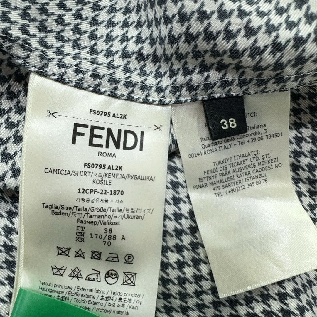 Fendi Fendi Houndstooth Silk Short Sleeve Shirt Size S Size US S / EU 44-46 / 1 - 4 Thumbnail