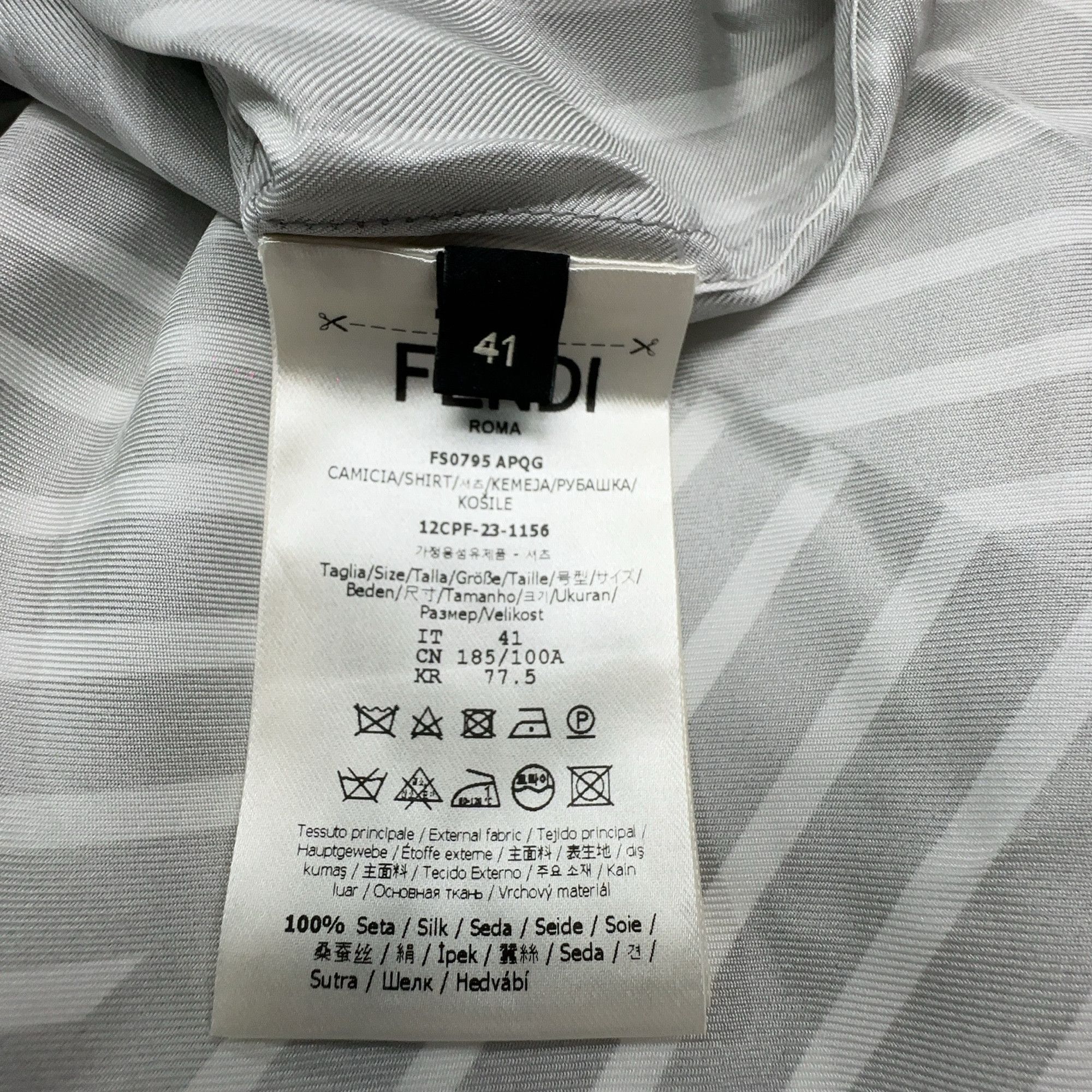 Fendi Fendi Macro FF Shadow Striped Silk Shirt Size L Size US L / EU 52-54 / 3 - 3 Thumbnail