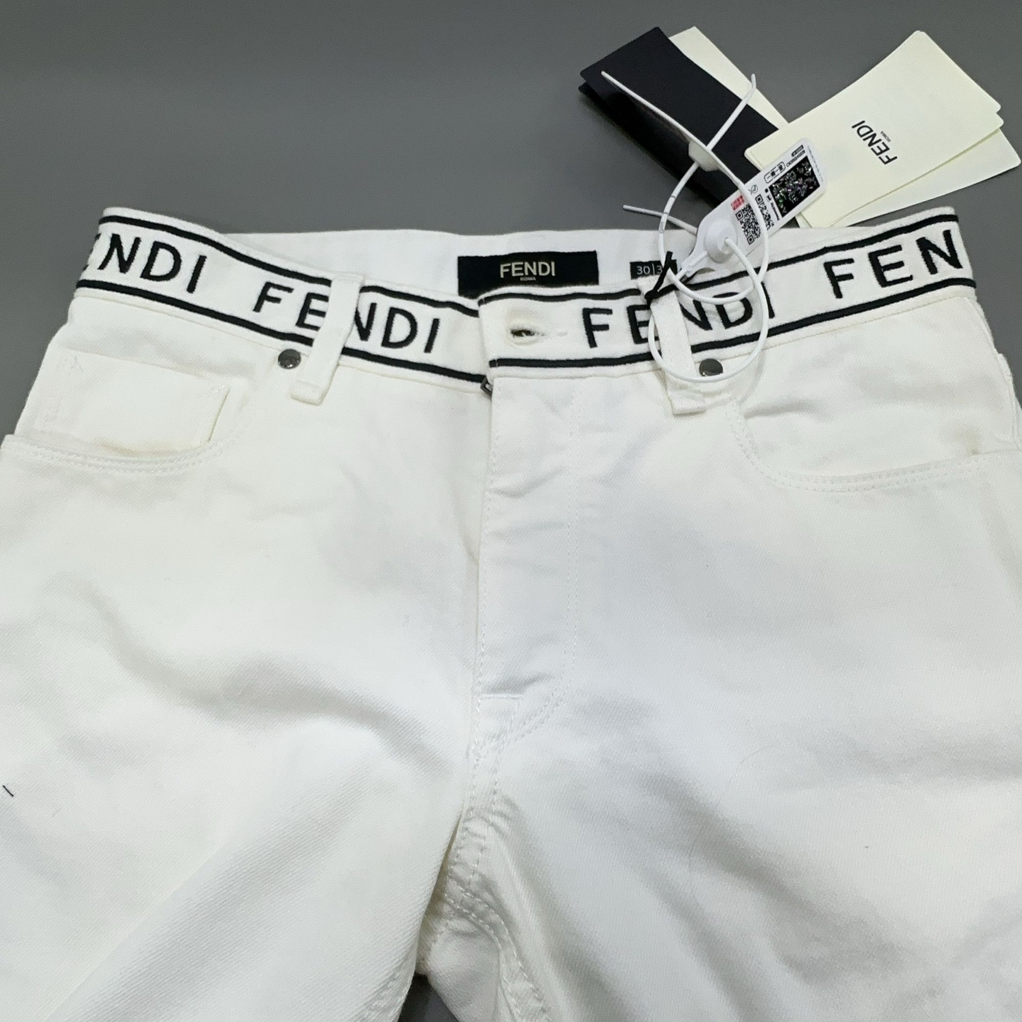 Fendi Fendi Logo Waistband White Jeans Size 30 Size US 30 / EU 46 - 7 Thumbnail
