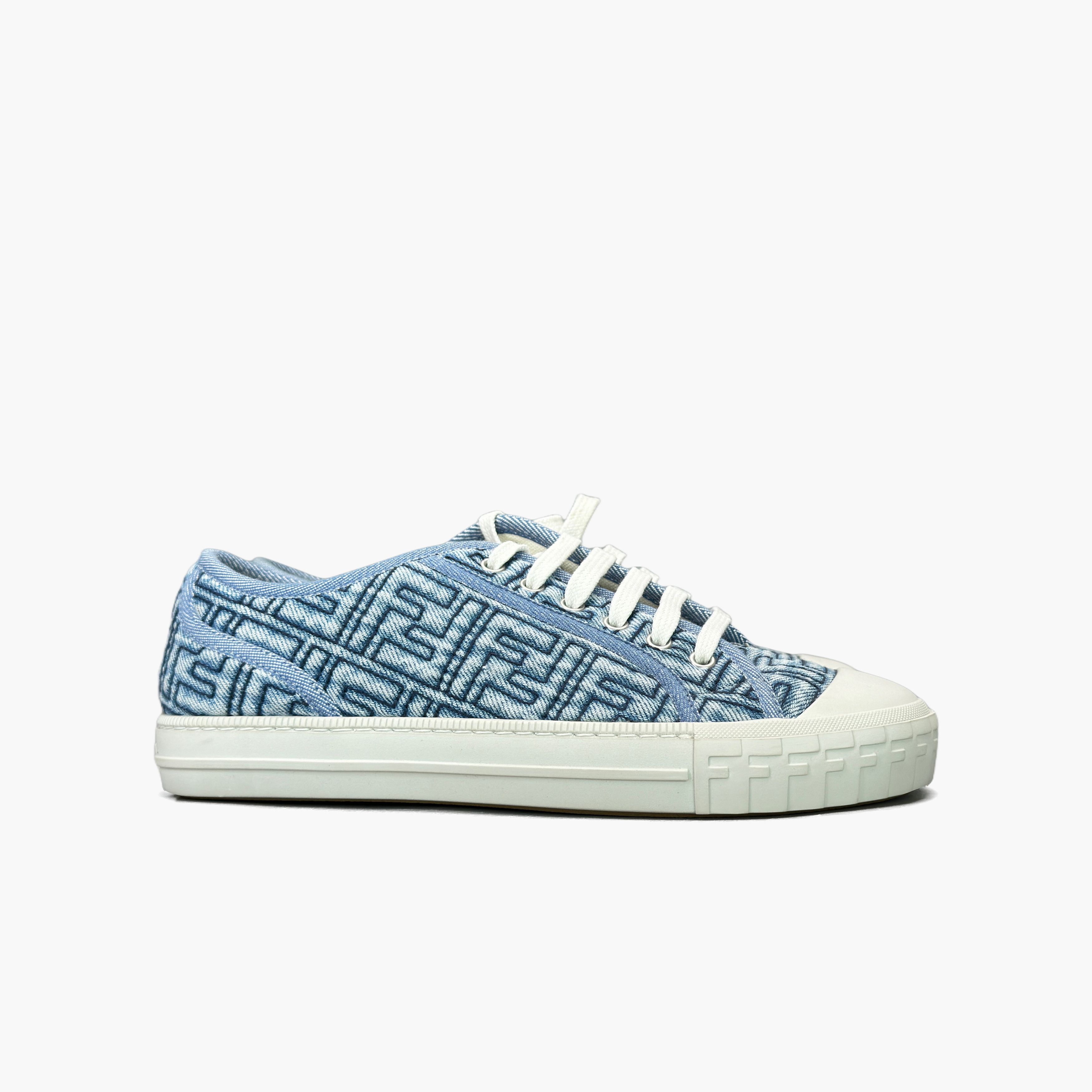 Fendi Fendi FF Monogram Denim Low-Top Sneakers Size 37 Size US 7 / IT 37 - 4 Thumbnail