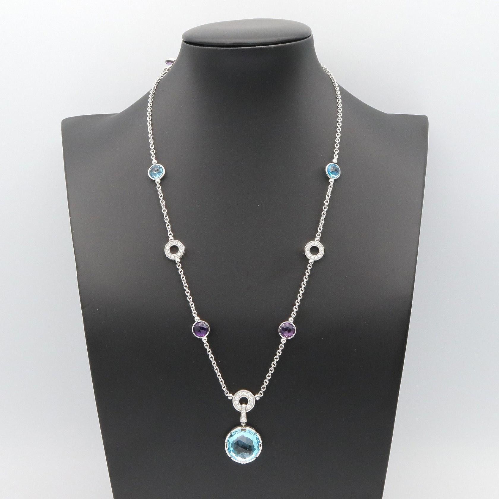 Bvlgari Bvlgari Bvlgari Balenthi Cocktail Au750 Diamond Amethyst Blue Topaz Necklace Precious Metal Necklace DUTY FREE for USA Size ONE SIZE - 9 Thumbnail