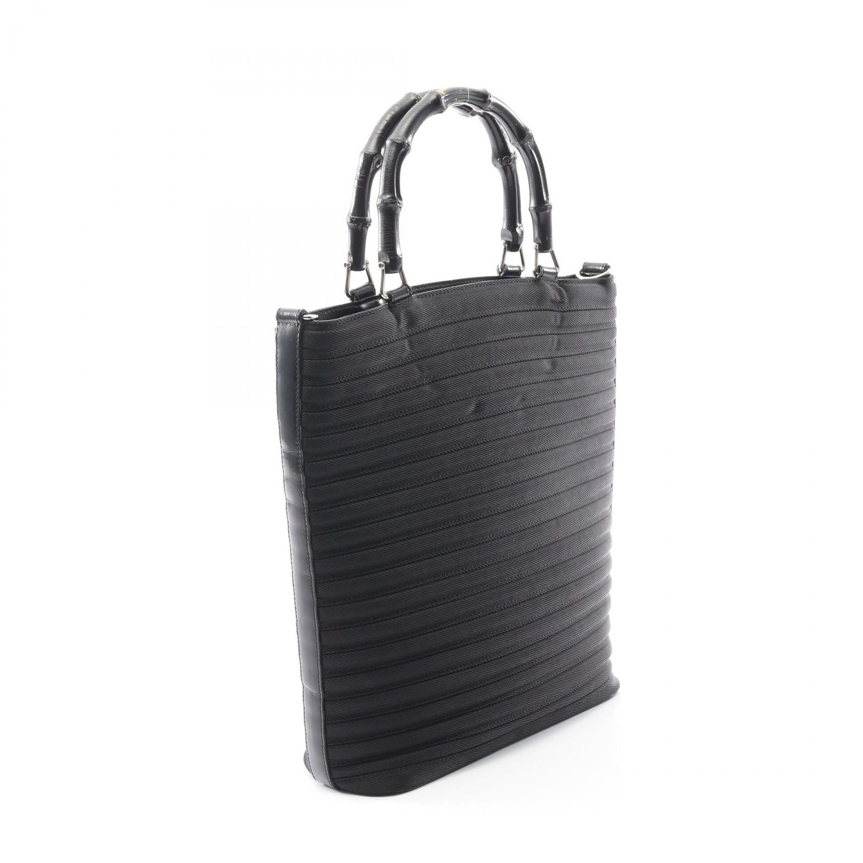Gucci Gucci Gucci Bamboo Leather Nylon Canvas Handbag Leather Handbag 00219980353 DUTY FREE for USA Size ONE SIZE - 2 Thumbnail