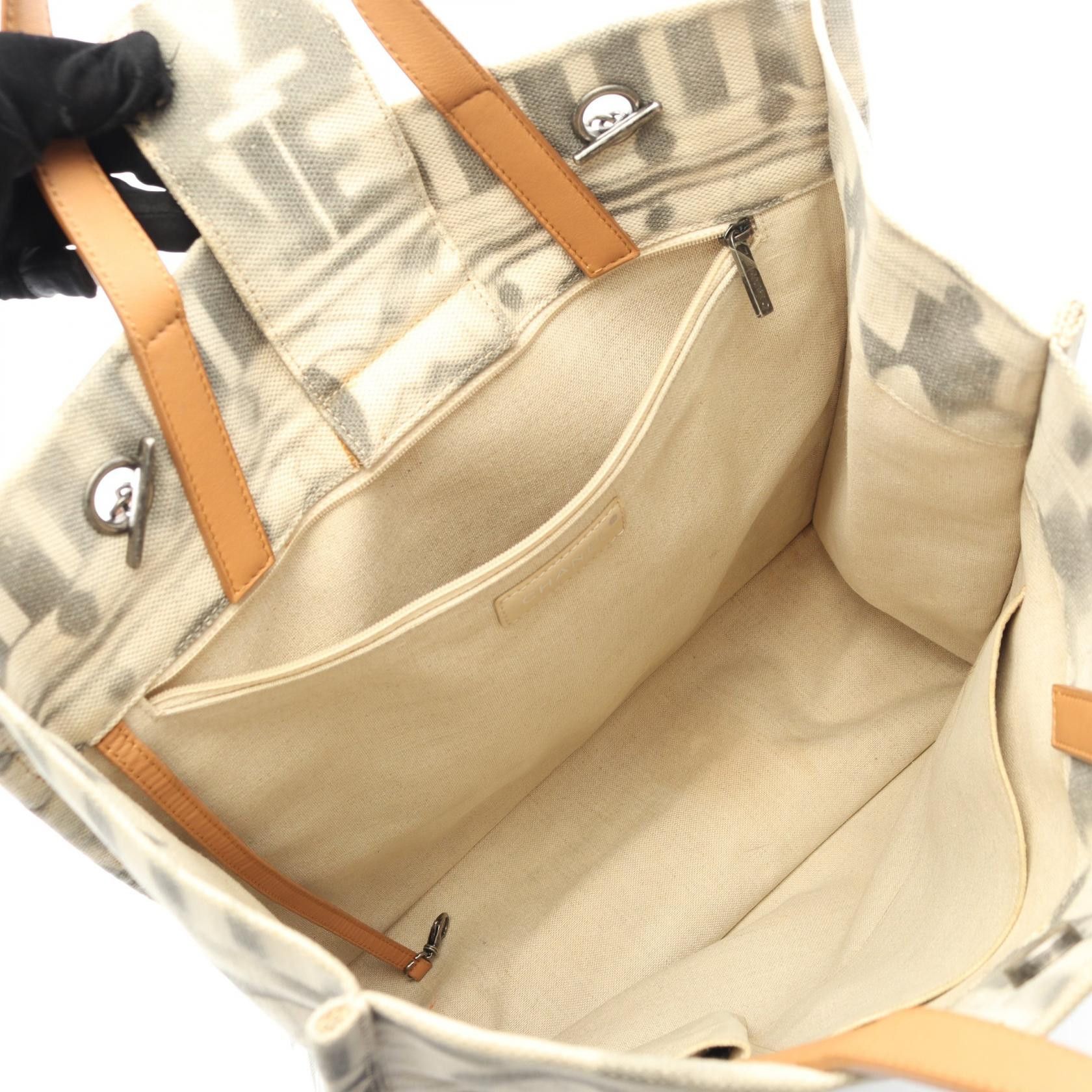 Chanel Chanel Chanel Coco Mark Canvas Leather Tote Bag Textile Tote Bag DUTY FREE for USA Size ONE SIZE - 3 Thumbnail