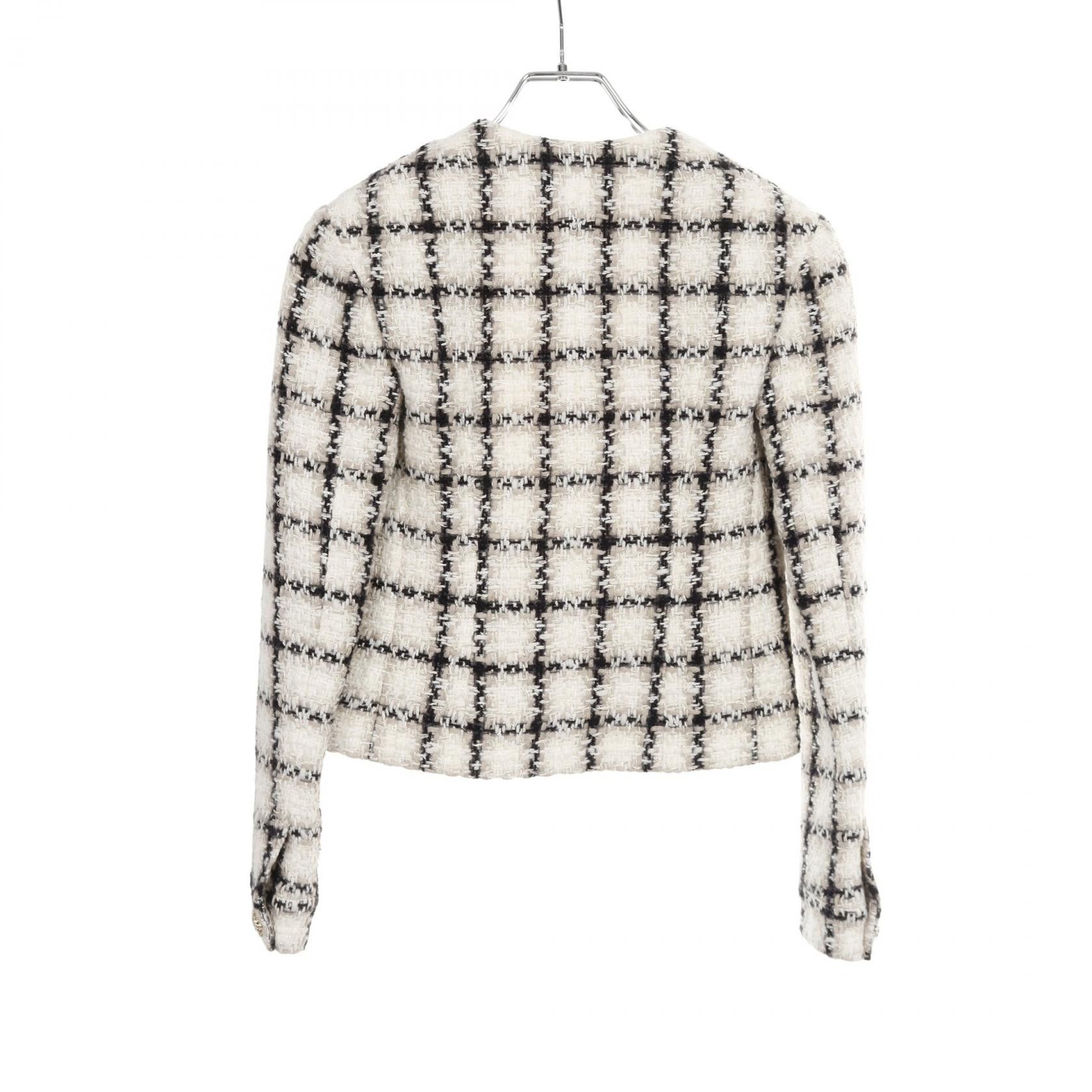 Chanel Chanel Chanel Tweed Collarless Jacket Textile Outerwear P62411V47773 DUTY FREE for USA Size ONE SIZE - 2 Thumbnail