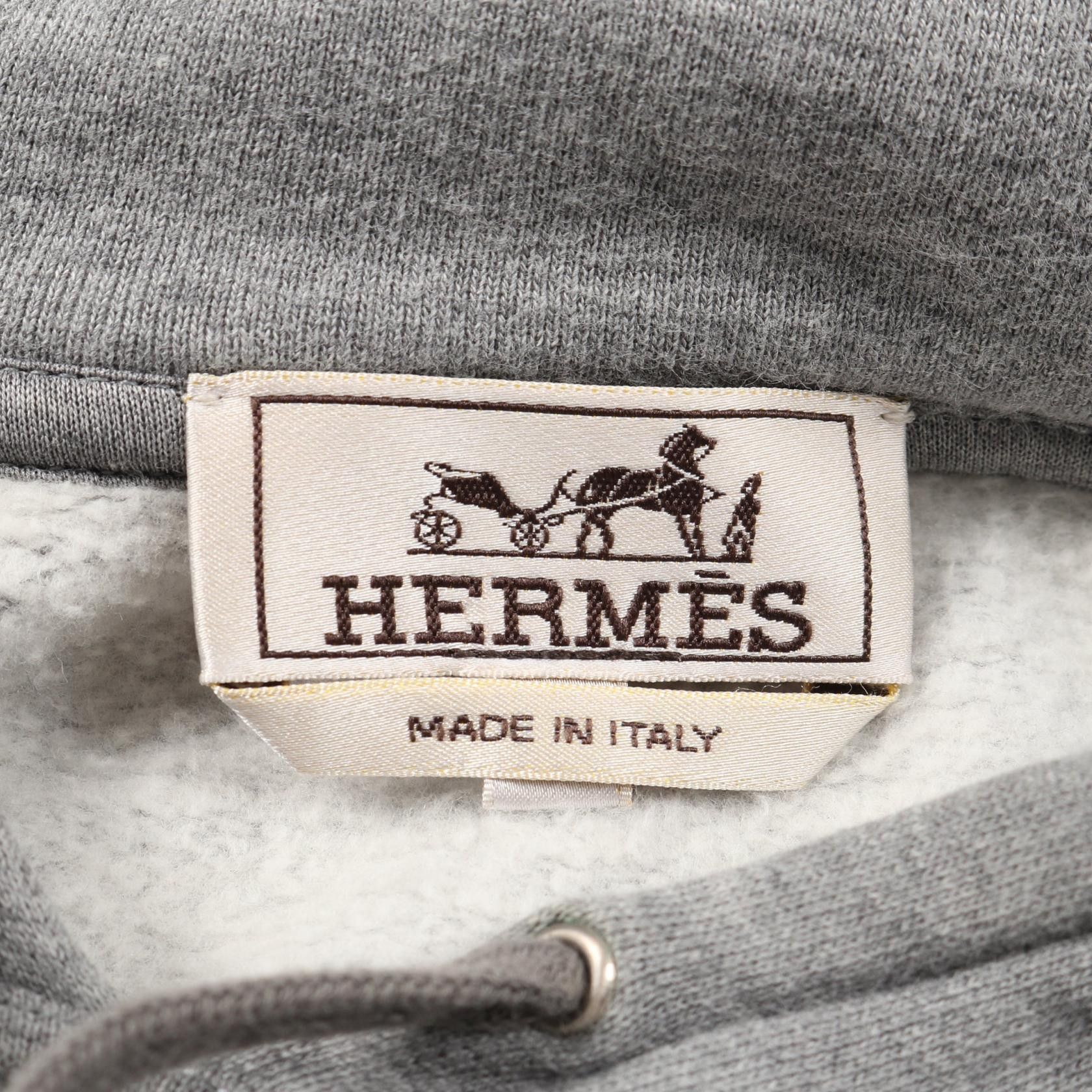 Hermes Hermes Hermes Horse Leather Patch Cotton Hoodie Textile Sweatshirts & Hoodies DUTY FREE for USA Size ONE SIZE - 3 Thumbnail