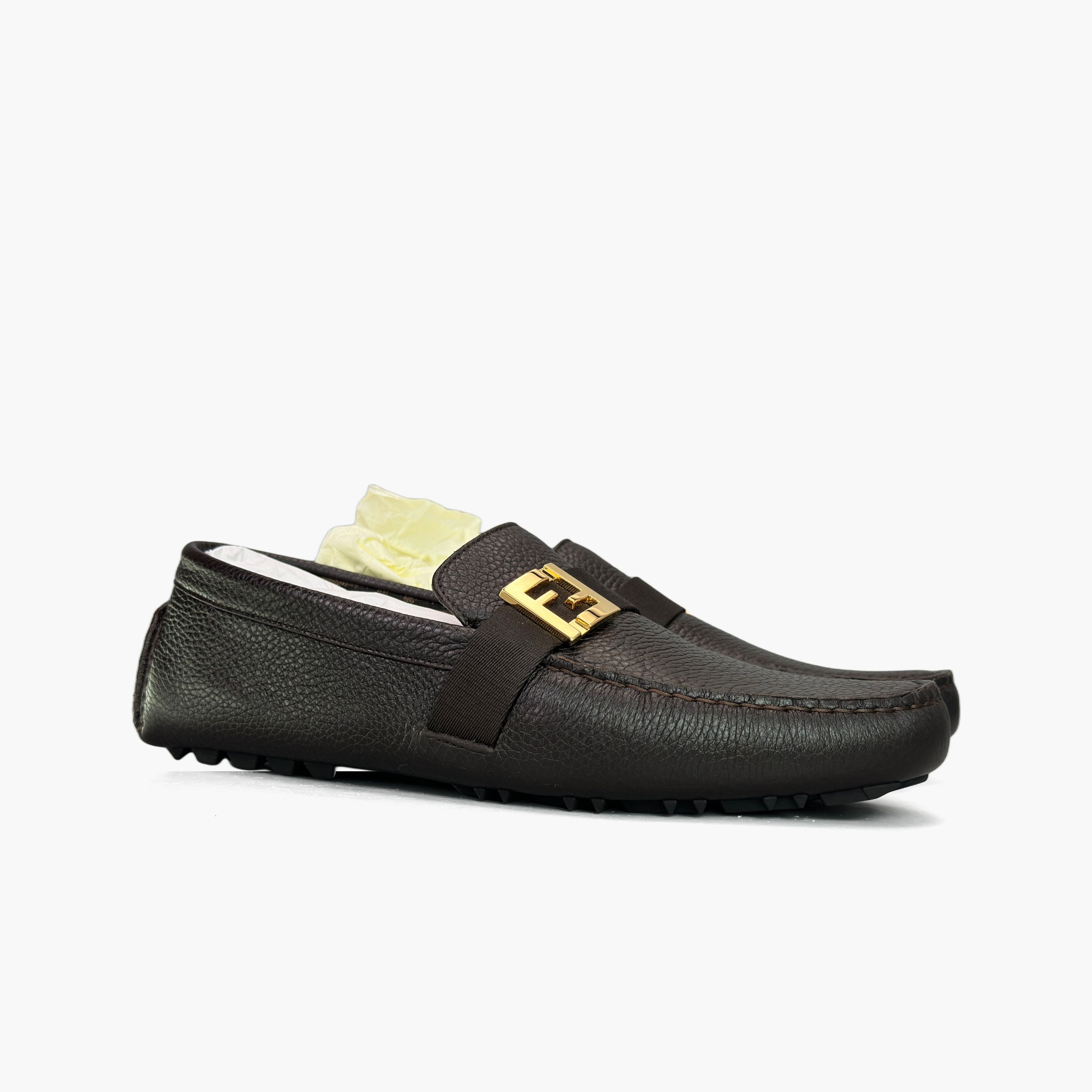 Fendi Fendi Brown Leather Logo Slip Ons Size 9 Size US 9 / EU 42 - 4 Thumbnail