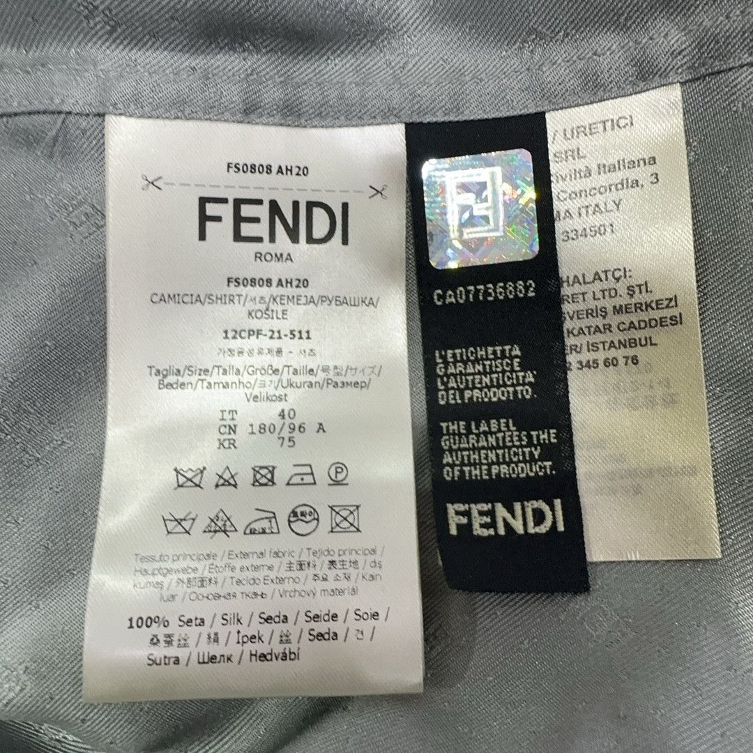 Fendi Fendi All-Over Logo Silk Shirt Gray US XXS Size US XXS / EU 40 - 4 Thumbnail
