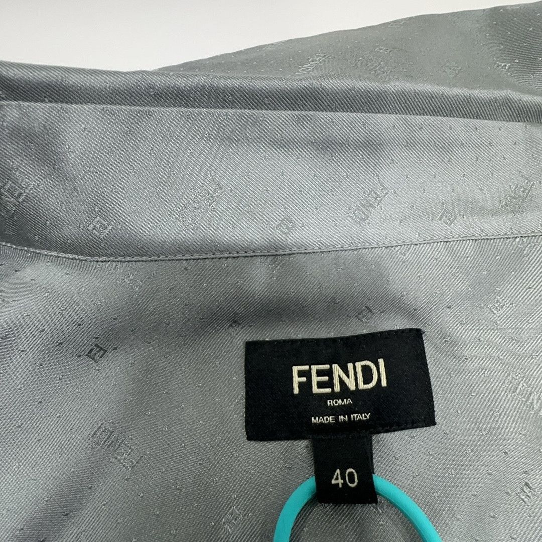 Fendi Fendi All-Over Logo Silk Shirt Gray US XXS Size US XXS / EU 40 - 3 Thumbnail